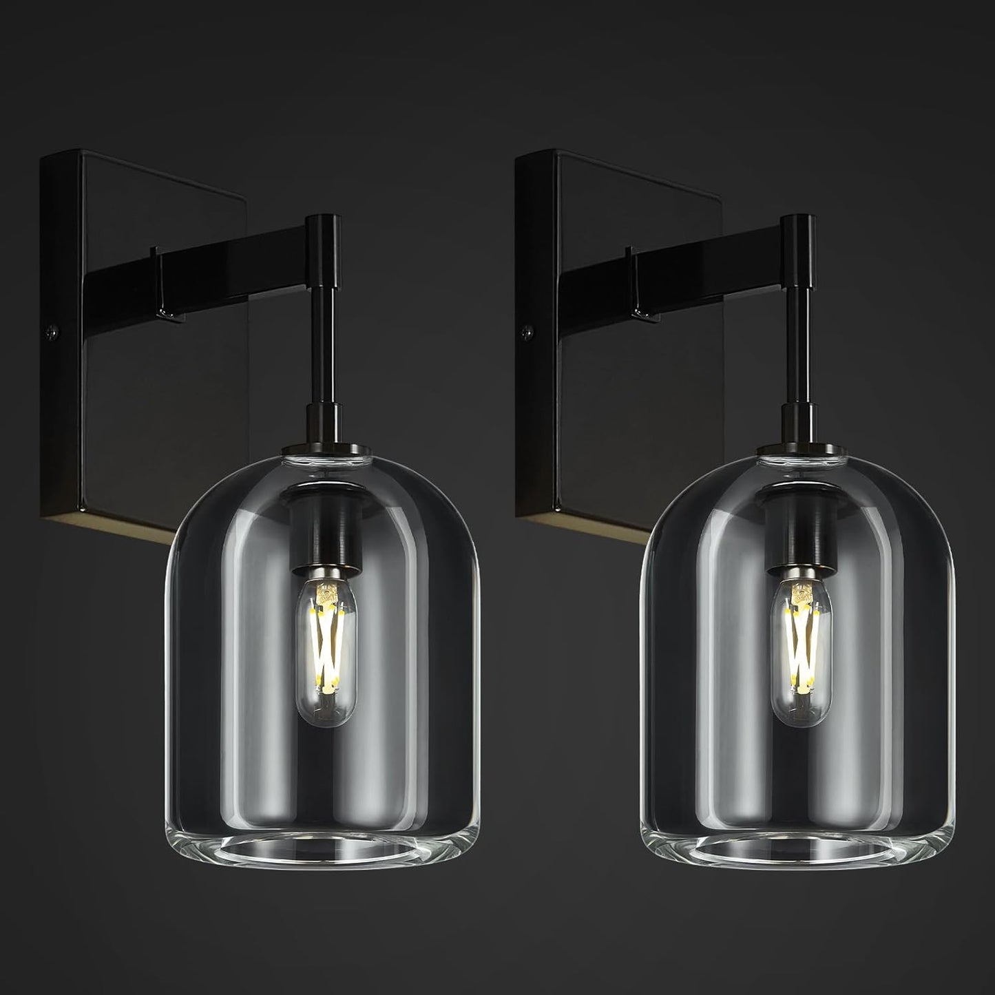 Modern Crystal Wall Sconces Set of Two Indoor Black Wall Lamp Vanity Wall Lighting for Bathroom Bedroom Living Room Stair