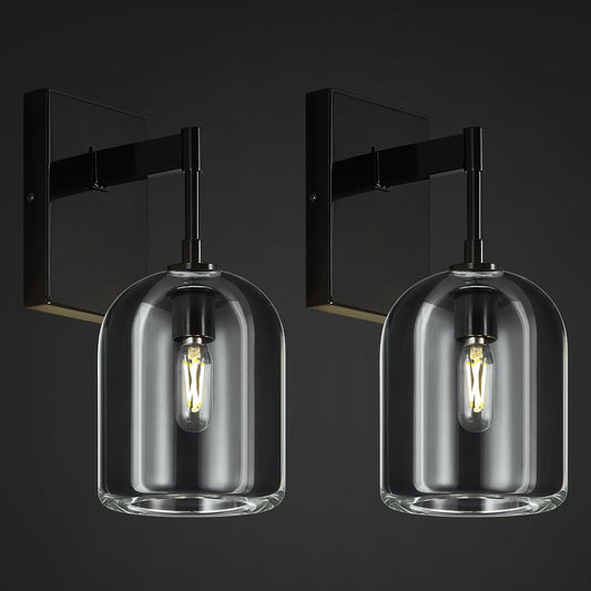 Modern Crystal Wall Sconces Set of Two Indoor Black Wall Lamp Vanity Wall Lighting for Bathroom Bedroom Living Room Stair