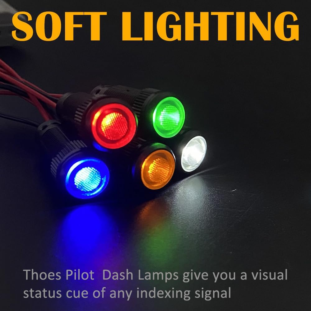 5pcs 10mm LED Indicator Light Plastic Black Signal Dot Lamp 110-220VAC 2/5" Mounting Hole Size with 15cm/5.9in. Wire (Mix:Red White Yellow Blue Green)