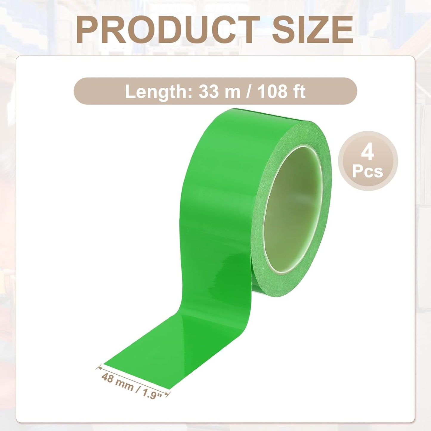 PATIKIL Floor Marking Tape 2 Inch x 110 Ft, 4 Pcs Self-Adhesive Warning Safety Tape Caution Stripe for Walls Floors Pipes Equipment Outdoor, Green
