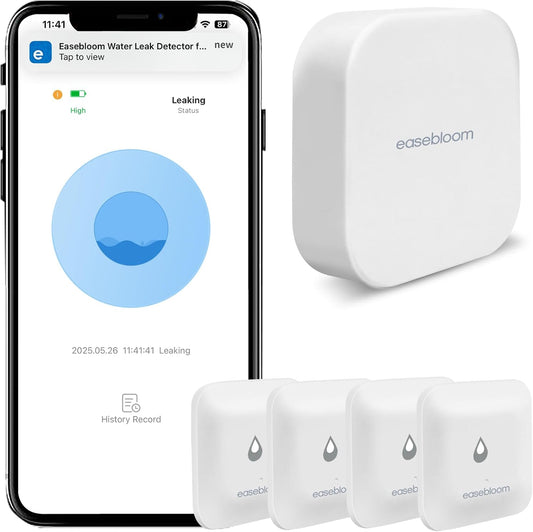Water Leak Detector for Home - Hub & Mini Water Leak Sensor 4-Pack,App Notifications,Sensors for Kitchen/Bathroom,Smart Water Leak Sensor