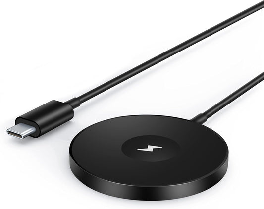 3-in-1 Magnetic Wireless Charging Pad with 15W Fast Charging for iPhone 17/16/15/14/13/12 Series, Apple Watch & AirPods, Compatible with MagSafe, for Bedside Desk Travel Home Office (Black)