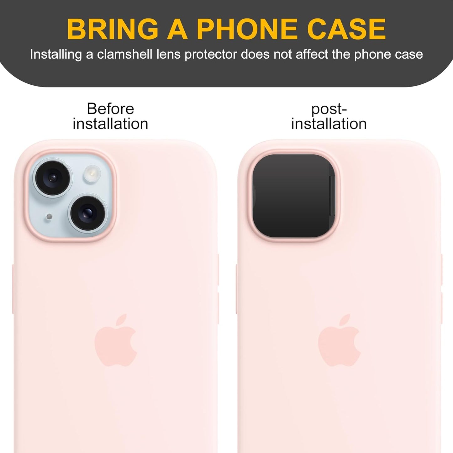 3 Pack Privacy Cover Compatible for iPhone 15/iPhone 15 Plus with 2 Front Camera Privacy Cover, Anti-Spy Camera Cover, Easy-Adhesive Design, Safeguard on iPhone 15/15 Plus.Black