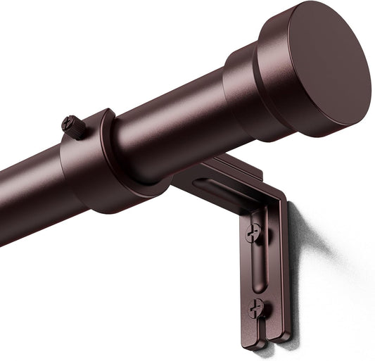 Curtain Rod 32-118 Inch, Heavy Duty 1 Inch Adjustable Curtain Rods for Windows, Antique Bronze Long Window Treatment Rods, Modern Design, Easy Installation