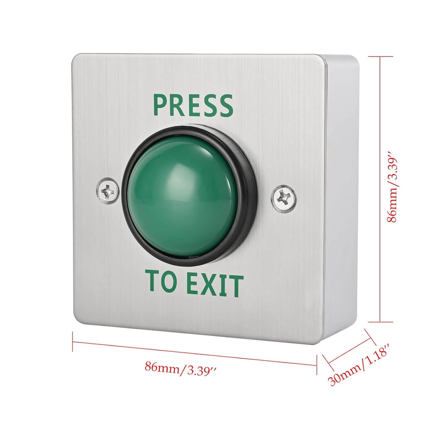 Push to Exit Button for Door Access Control Big Press Button IP68 Waterproof 304 Stainless Steel Shell with Back Mounted Box NO/COM Output