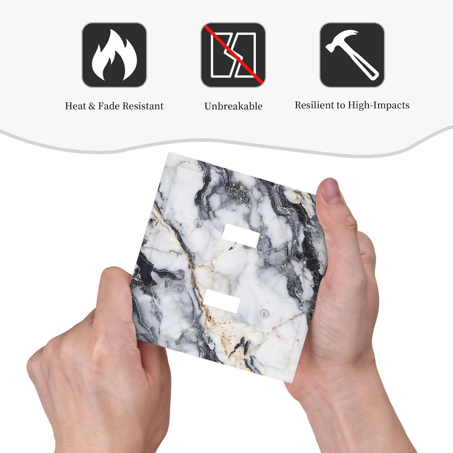 Decorative Switch Plate Covers Black Gold Marble Abstract Modern Luxury 2 Gang Double Toggle Light Switch Cover Plate Electrical Wall Plate Outlet Cover for Bedroom Home Decor