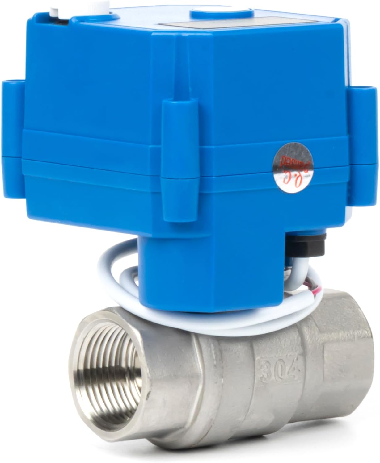 U.S. Solid Motorized Ball Valve with Manual Function - 3/4" Stainless Steel, Full Port, 85-265V AC, 2-wire Automatic Return, Normally Closed