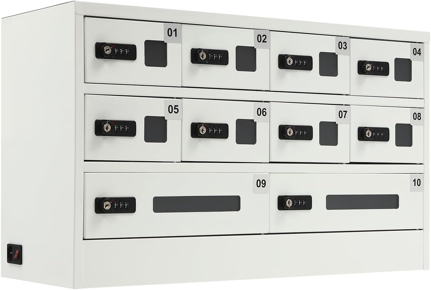 Cellphone Charging Station with Combination Lock, 10 Slots Cellphone Locker Mobile Device Phones Storage Pocket with 3-in-1 Charging Ports for Office Classroom Hotel (10 Slots)