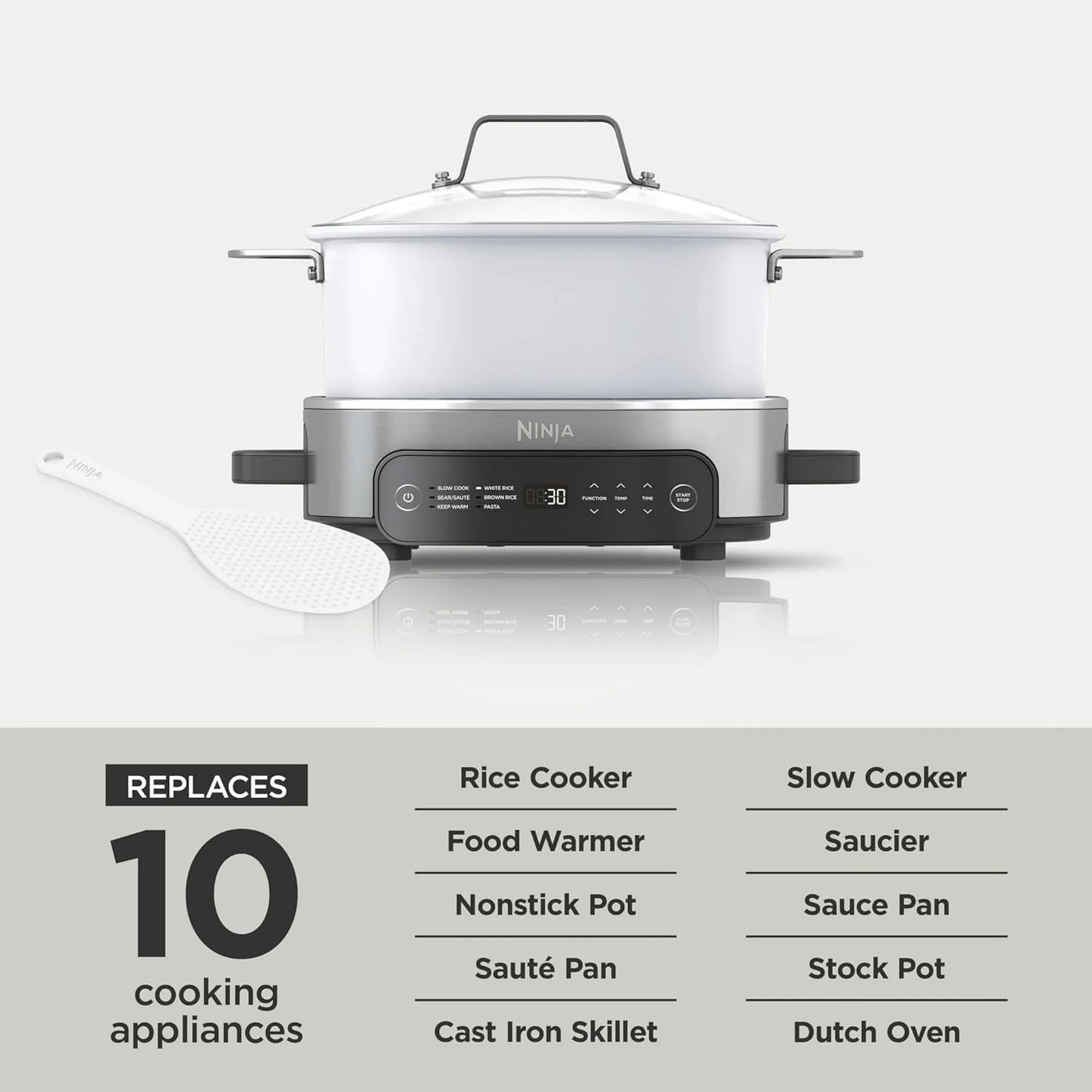 Ninja Foodi PossibleCooker 6.5Qt PRO Plus 10-in-1 Smart Cook System - Multi-Function Rice Cooker, Slow Cooker, Sous Vide with Thermometer - Electric Pot for Kitchen Appliances (6.5 QT)