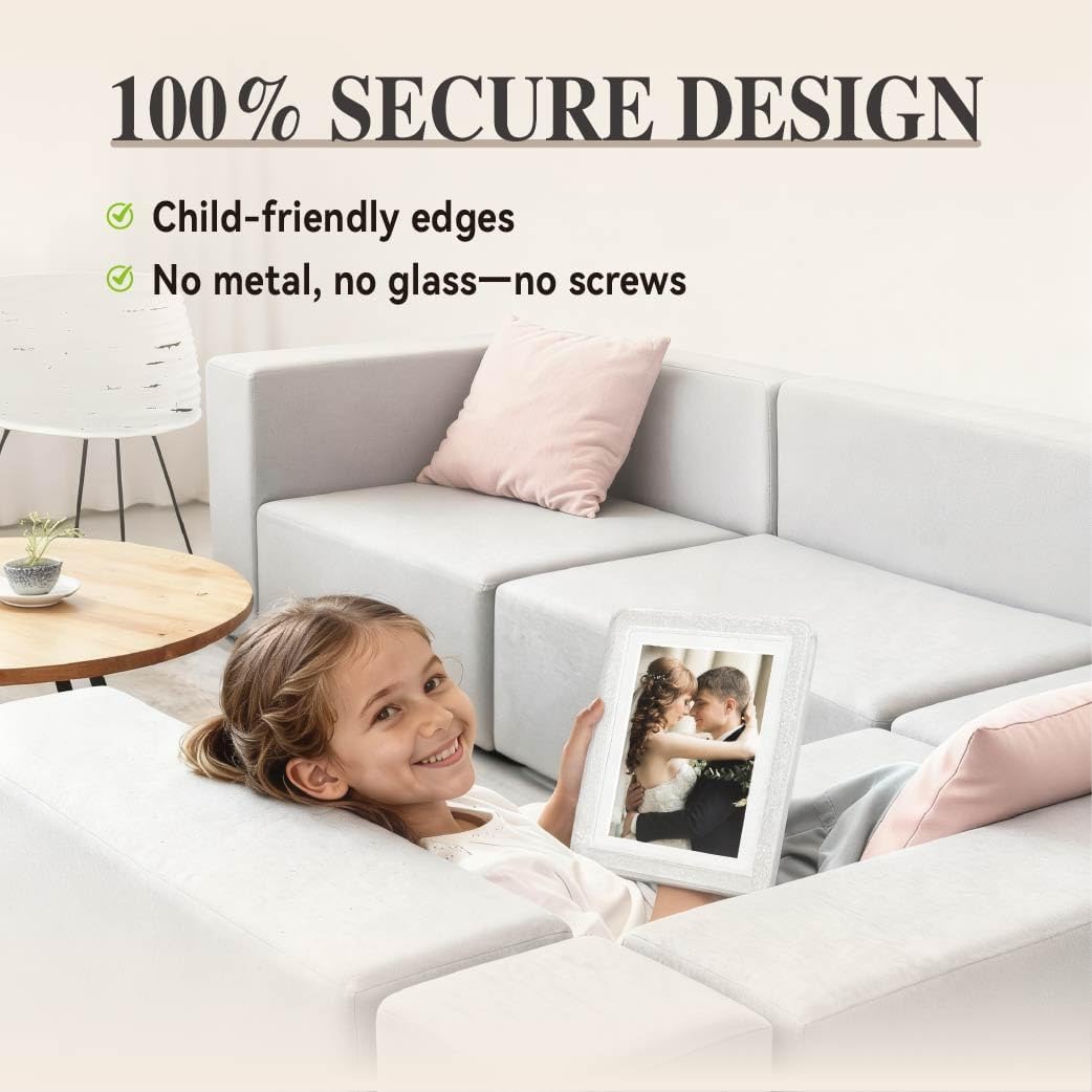 Crystal 5x7 Picture Frame with Acrylic Front, ABS Frame for 5x7 or 4x6 Photos, Shatterproof UV-Resistant Tabletop Photo Frame, Vertical/Horizontal Display for Home Décor