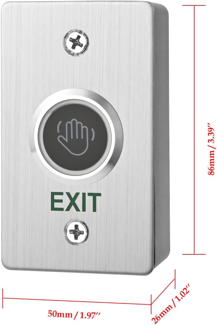 Infrared Sensor Exit Button with Back Box IR Touchless Door Release 304 Stainless Steel IP67 Waterproof with LED Indicator for Access Control Systems