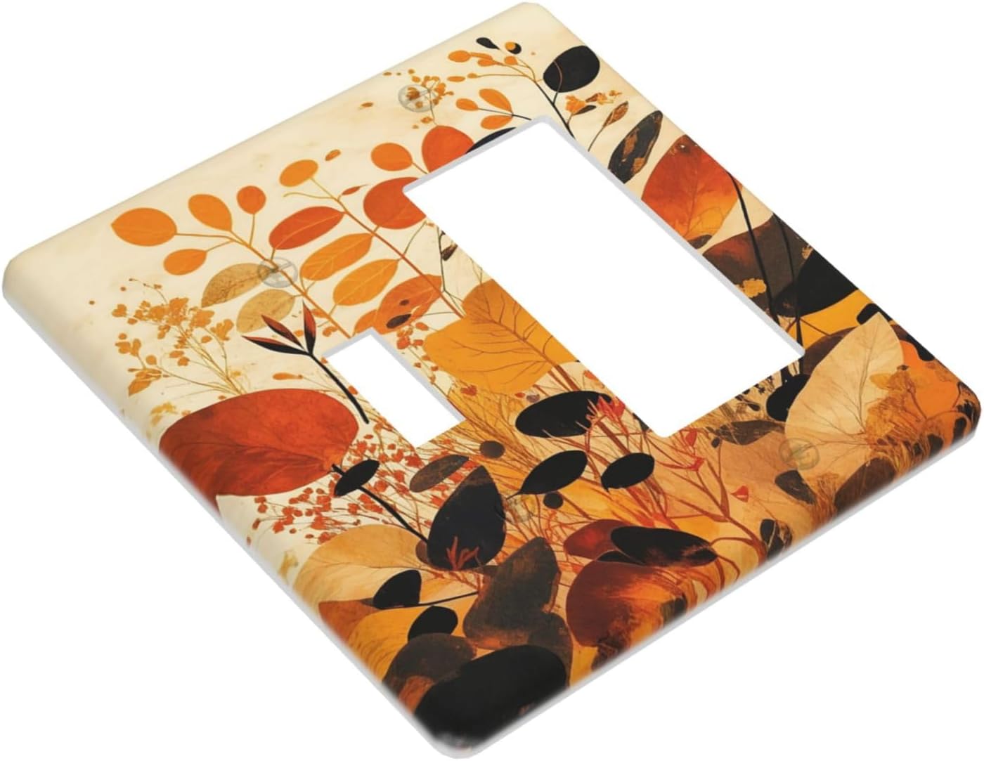 Outlet Covers Boho Warm Colorful Plant Leaves 1 Toggle 1 Rocker Combination Decorative Wall Plate Light Switch Cover Plate Electrical Switch Plates for Bedroom living Room Decor