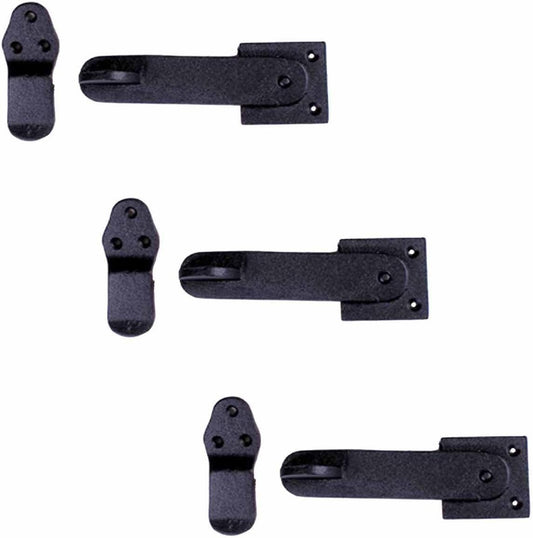 Renovators Supply Manufacturing Black Wrought Iron Gate Flip Latch 5.75" L Antique Medium to Light Duty Two Sided Flip Locks Rust Resistant Powder Coated Barn Door Latches with Hardware Pack of 3