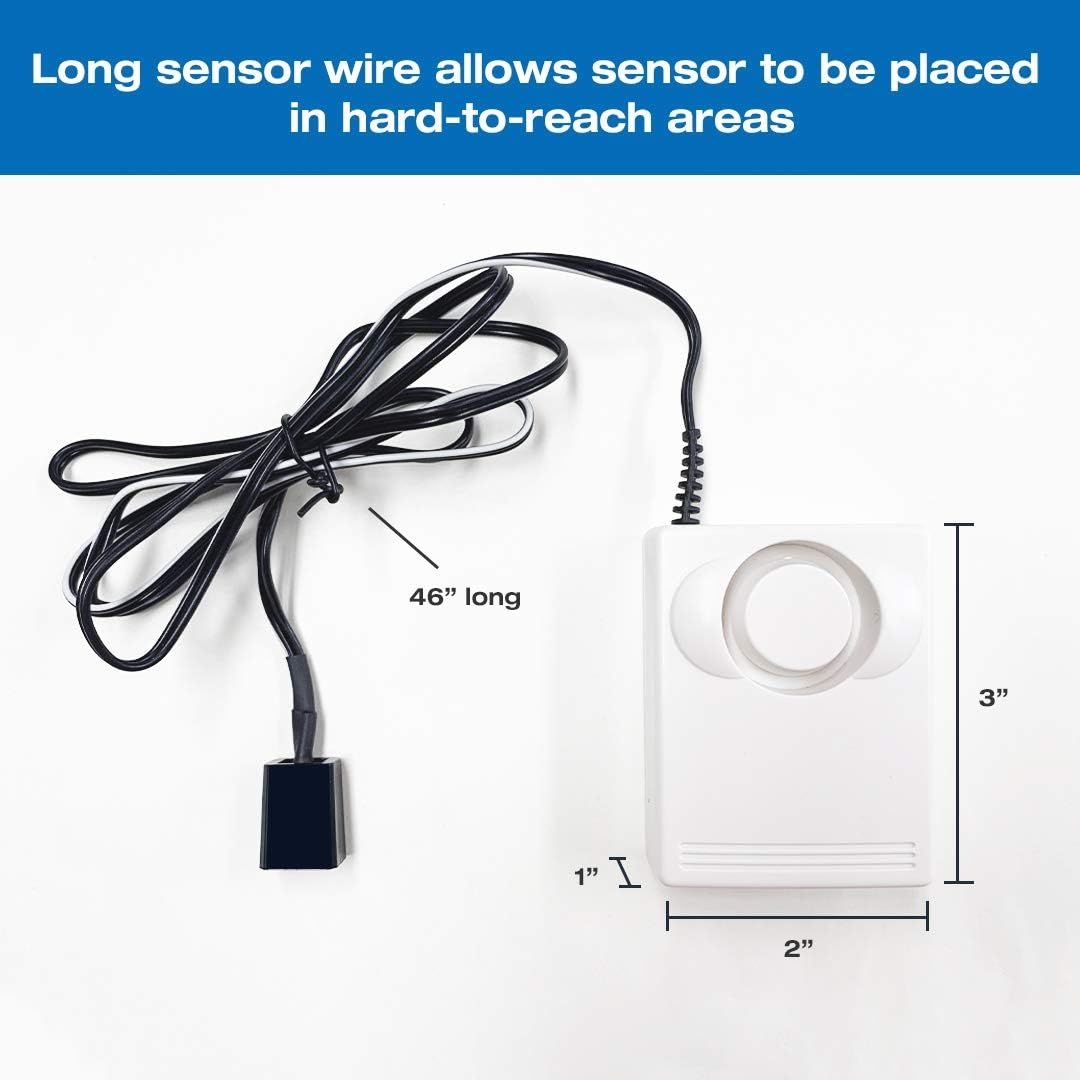 iSpring WD01 Wired Water Leak Detector with 46" Sensor Cable, 110dB Alarm, Leak Alert System for Home, Basement, Sink, Water Heater, Laundry, and RO Filters