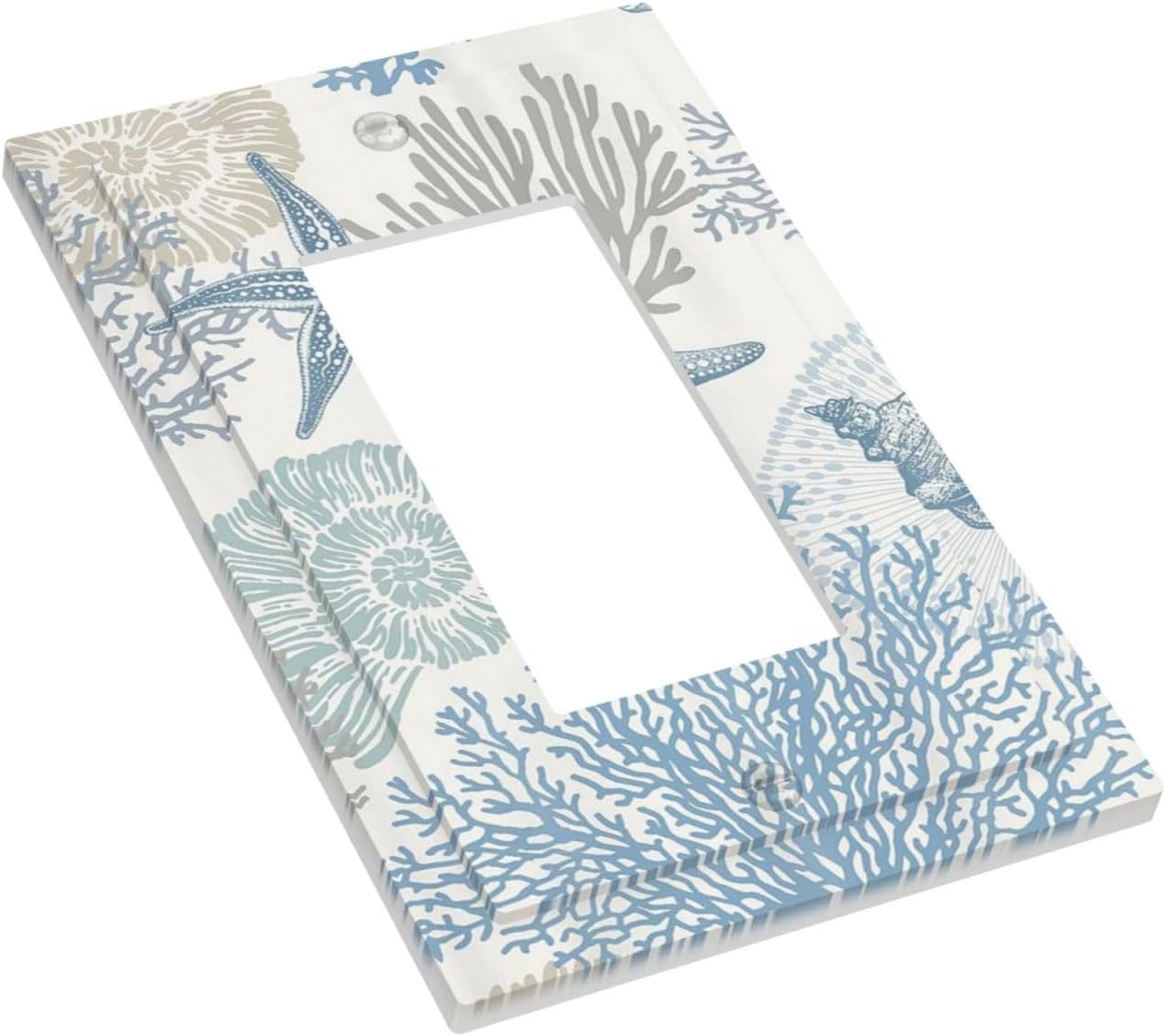 Decorative Outlet Covers Blue Starfish Coral Seaweed 1 Gang Rocker Light Switch Cover Plate Single Decora Light Switch Covers Wall Plate Faceplate for Bedroom Decor （2 Pack）