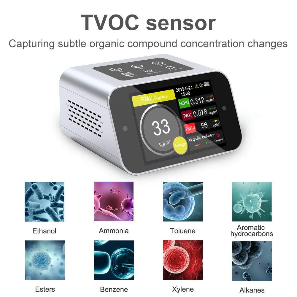 A16 Air Quality Monitor Indoor PM2.5 PM10 TVOC HCHO Tester PM1.0 Dust Meter VOC Test Formaldehyde Detector AQI Home