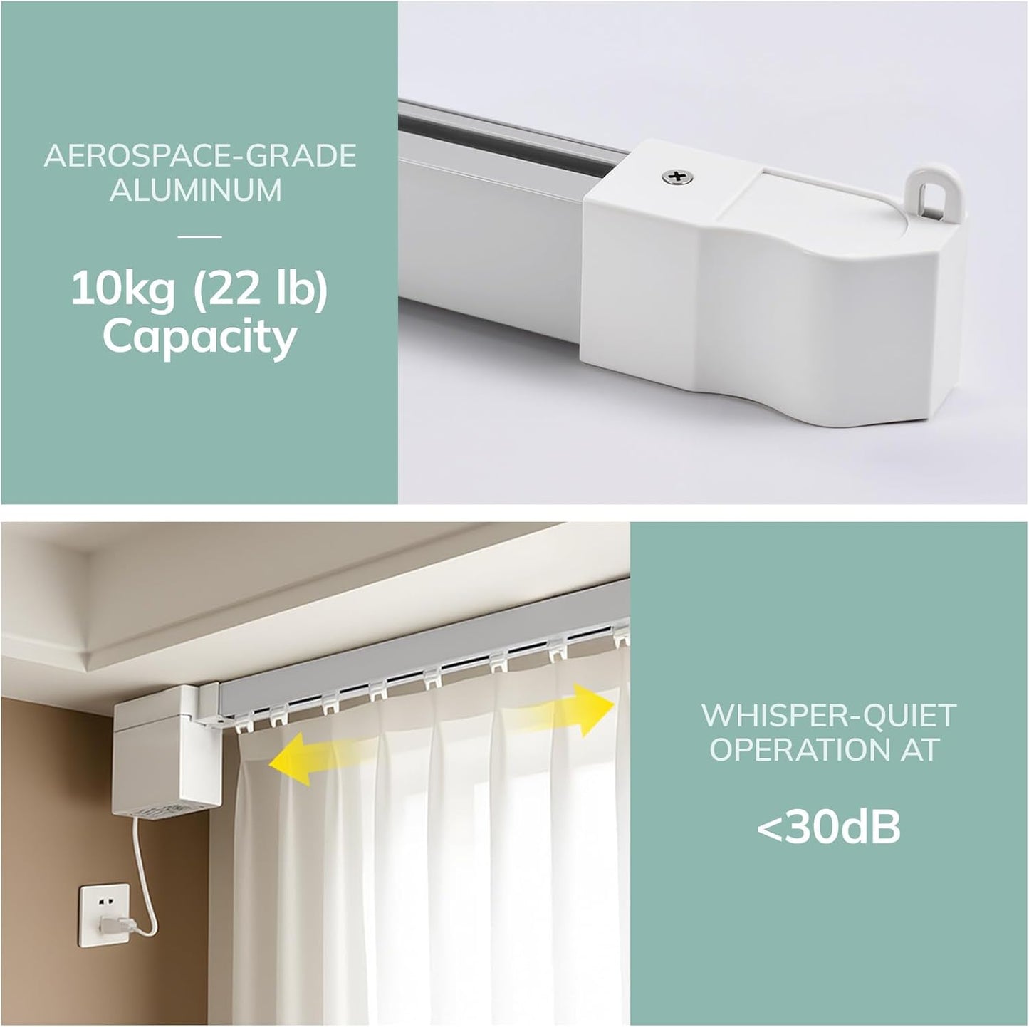 Umimile Smart Electric Curtain Track, Motorized Curtain Track System, 70.8-129 inch Adjustable Length, App/Remote Control, Compatible with Alexa, Google Home, for Ceiling and Wall Mount