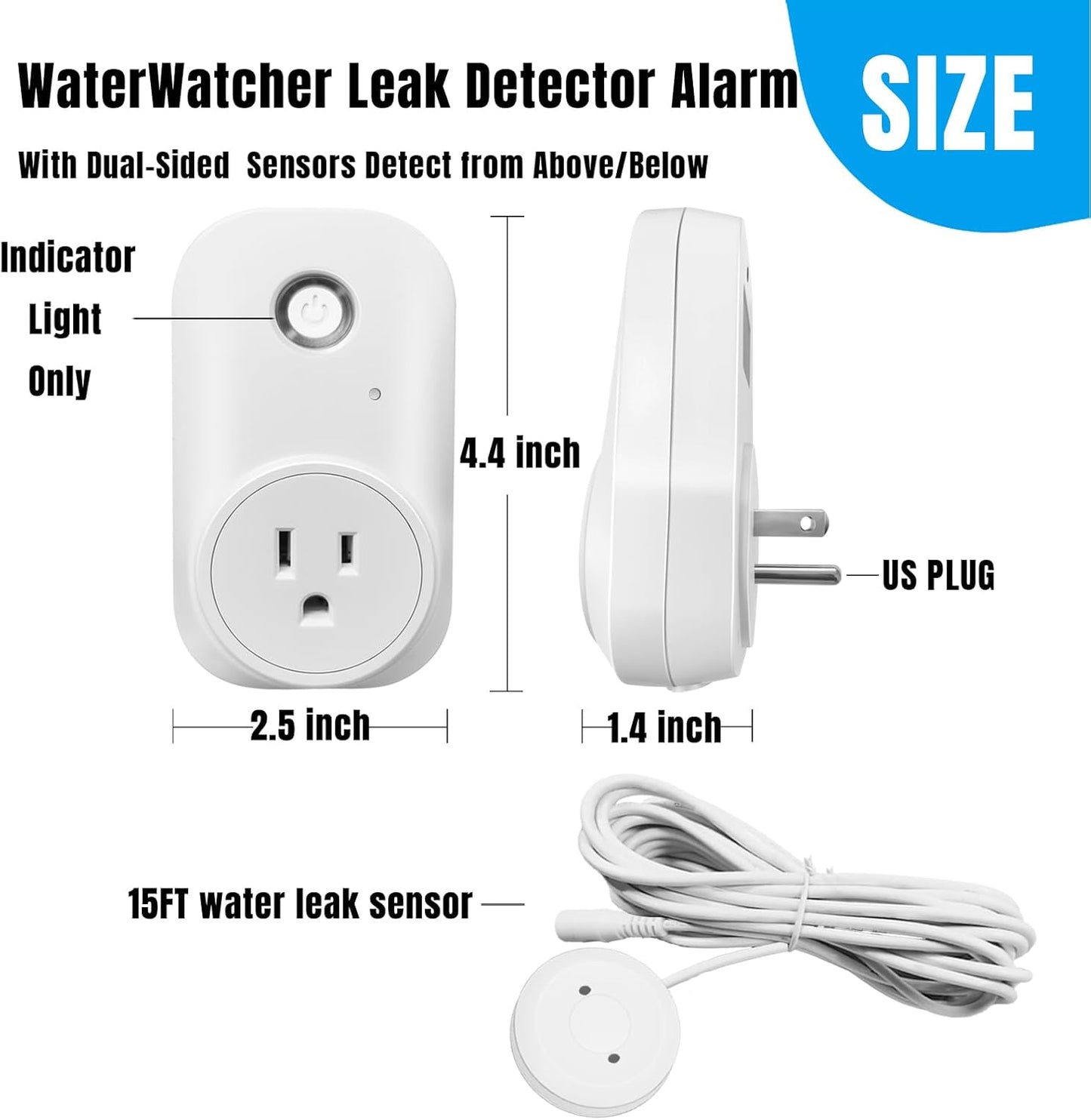 Smart Leak Detection Sensor - Water Leak Alarm with Real-Time Alerts for Home, Office & Basement Protection