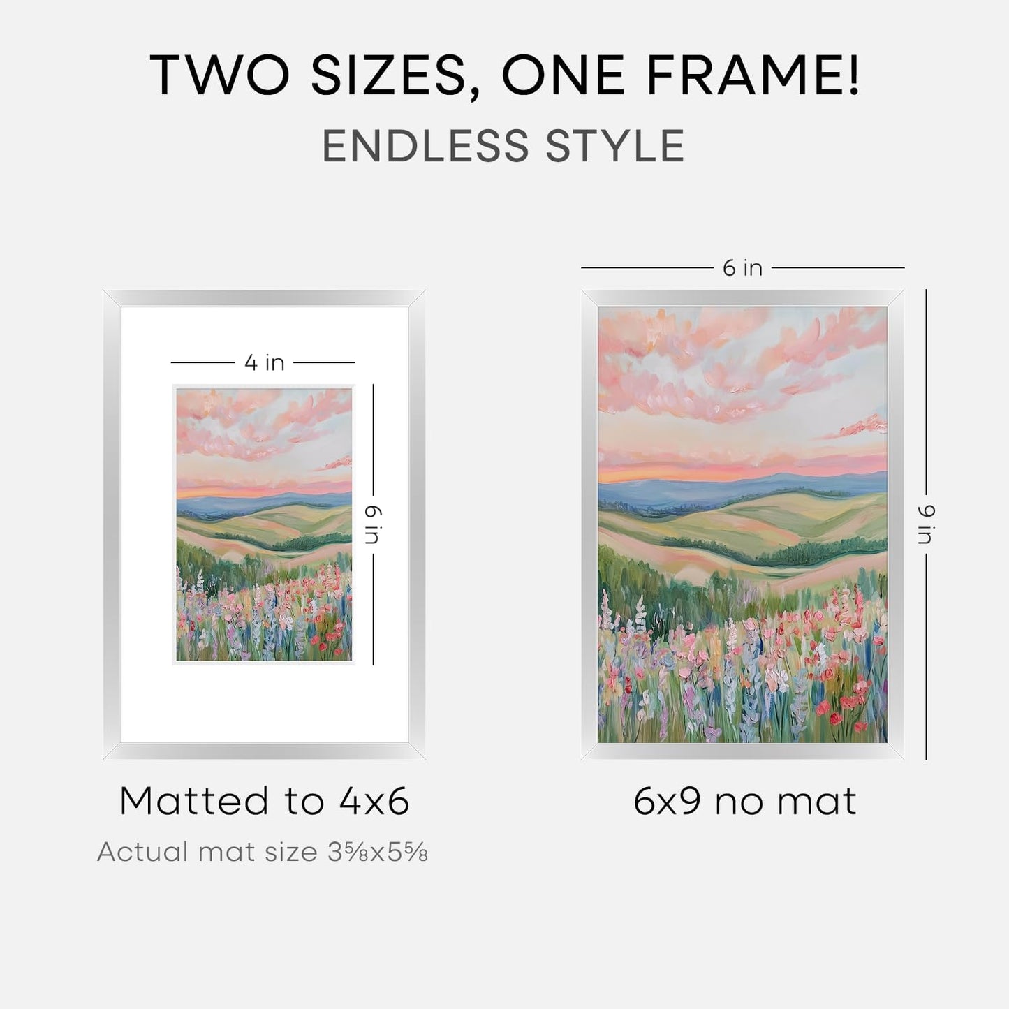 Homeforia Silver Photo Frame 6x9, High End Metal 6 x 9 Silver Picture Frames with Mat 4 x 6, 6by9 Desk Frame Matted to 4x6 inch Print, 6 by 9 Wall or Tabletop Frames, Tempered Glass, Wall Kit, Set of 1