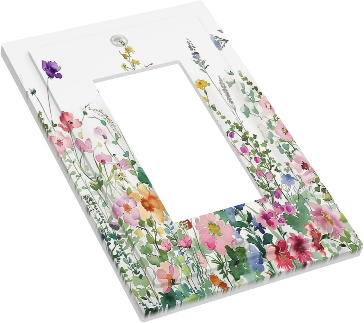 Decorative Outlet Covers Boho Colorful Flowers Plant Rustic Wildflower 1 Gang Single Rocker Light Switch Cover Plate Wall Plates GFCI Faceplate for Bed Room Bathroom Decor