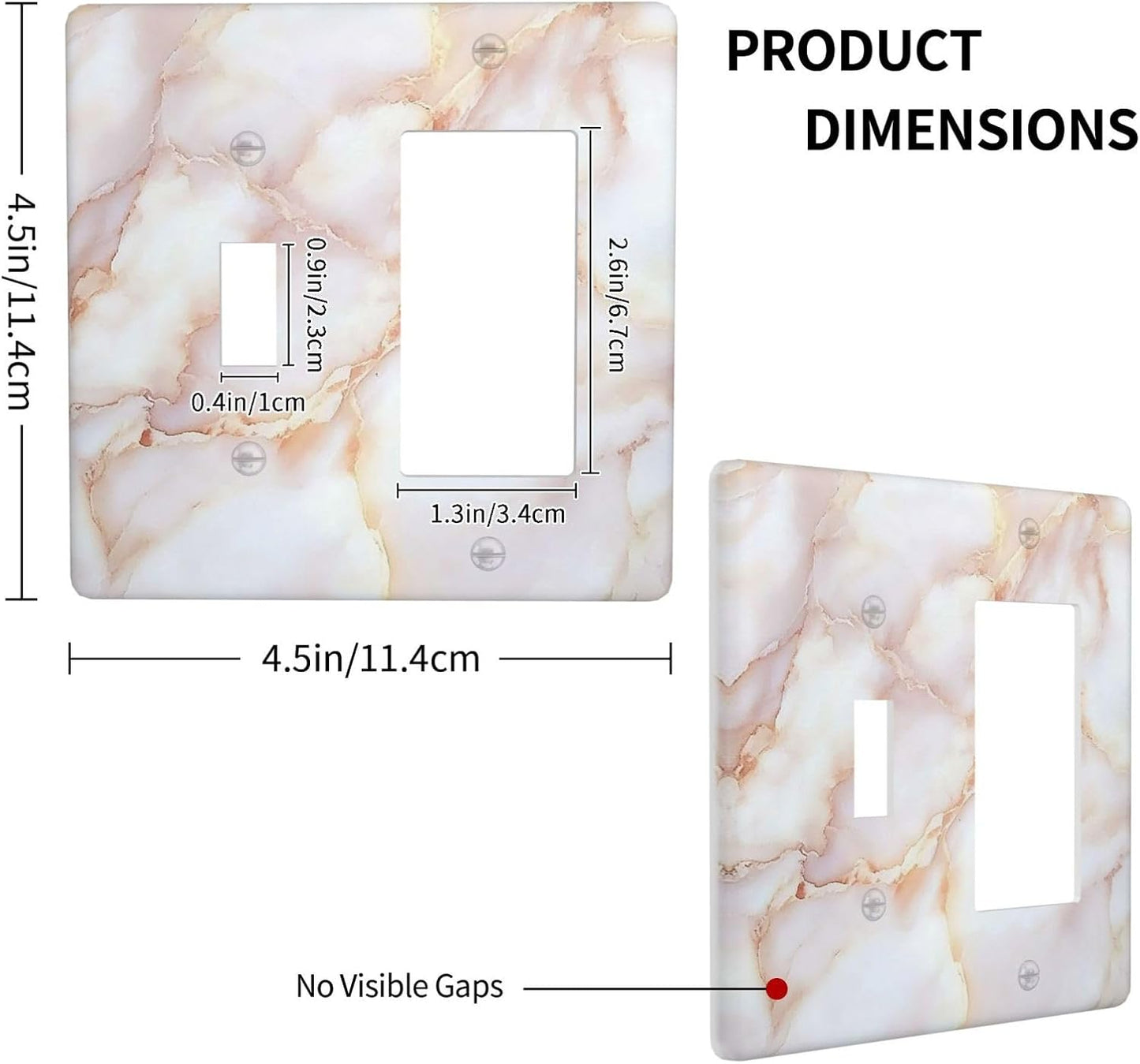 Outlet Covers Pink Jade Marble Granite 1 Toggle 1 Rocker Combination Decorative Wall Plate Electrical Switch Plates Light Switch Cover Plate For Bathroom Kitchen Decor