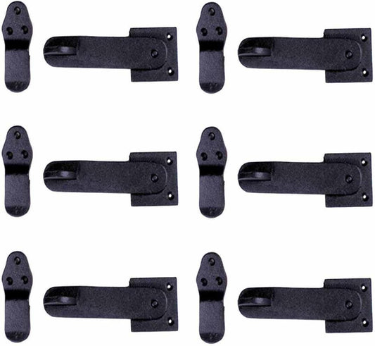 Renovators Supply Manufacturing Black Wrought Iron Gate Flip Latch 5.75" L Antique Medium to Light Duty Two Sided Flip Locks Rust Resistant Powder Coated Barn Door Latches with Hardware Pack of 6