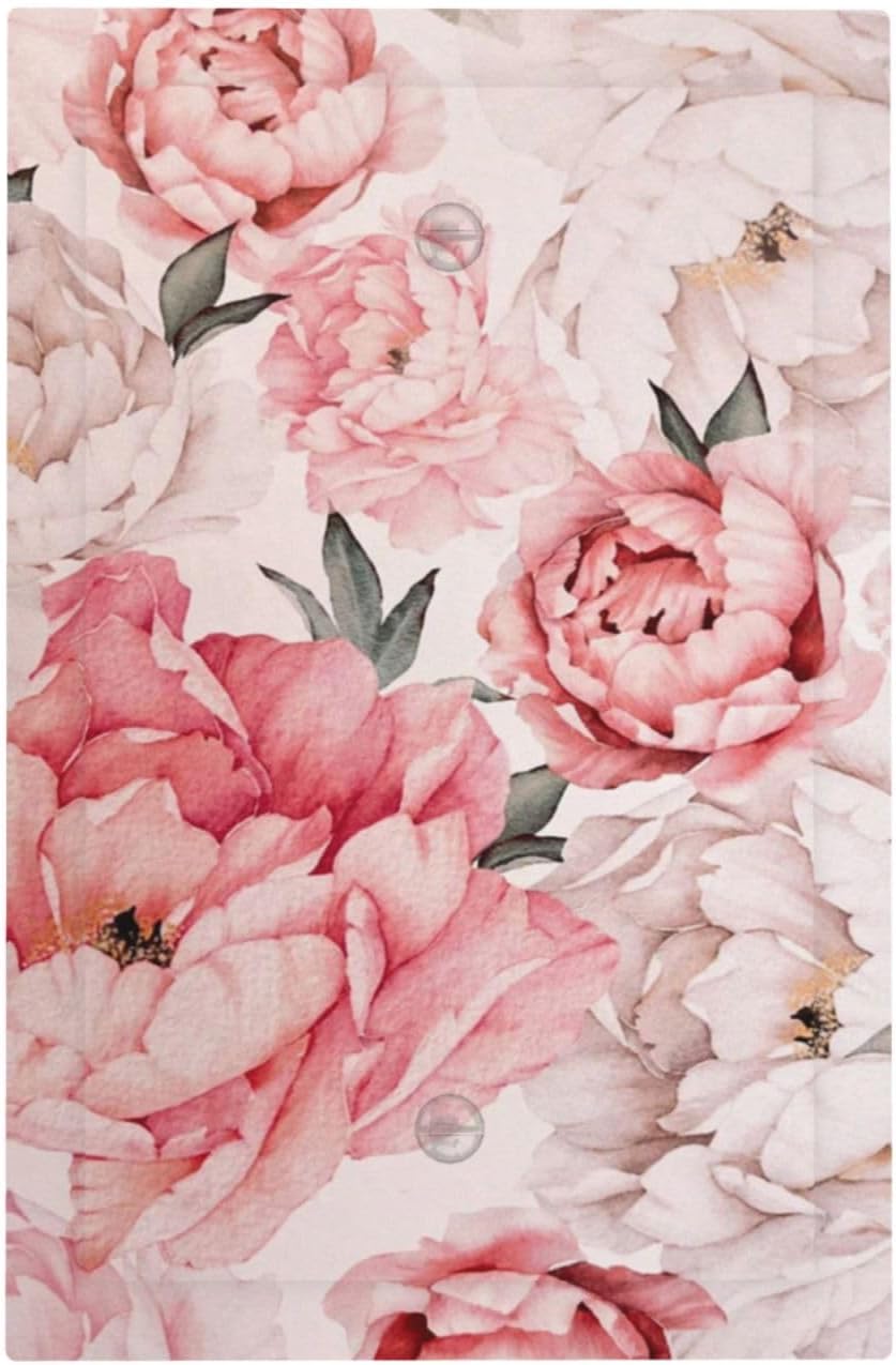 Decorative Light Switch Plate Covers Ink Pink Peony Flower Rustic Floral 1 Gang No Device Single Blank Outlet Covers Wall Plate Light Switch Cover Plate for Home Bedroom Decor