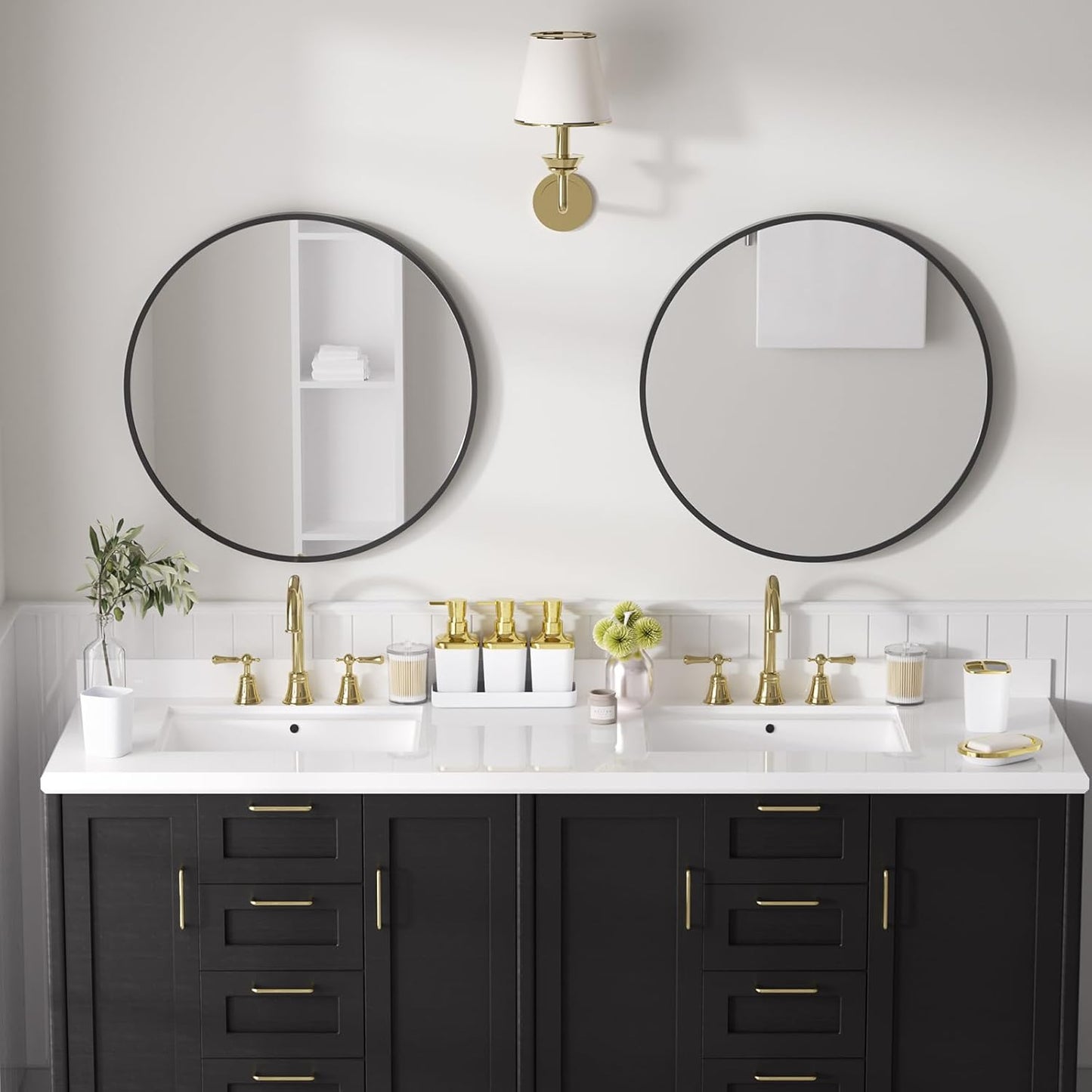 Bathroom Accessory Set, 11PC Bathroom Set, White Bathroom Accessories, Bathroom Accessories Set with Trash Can, 3PC Soap Dispensers and Toilet Brush