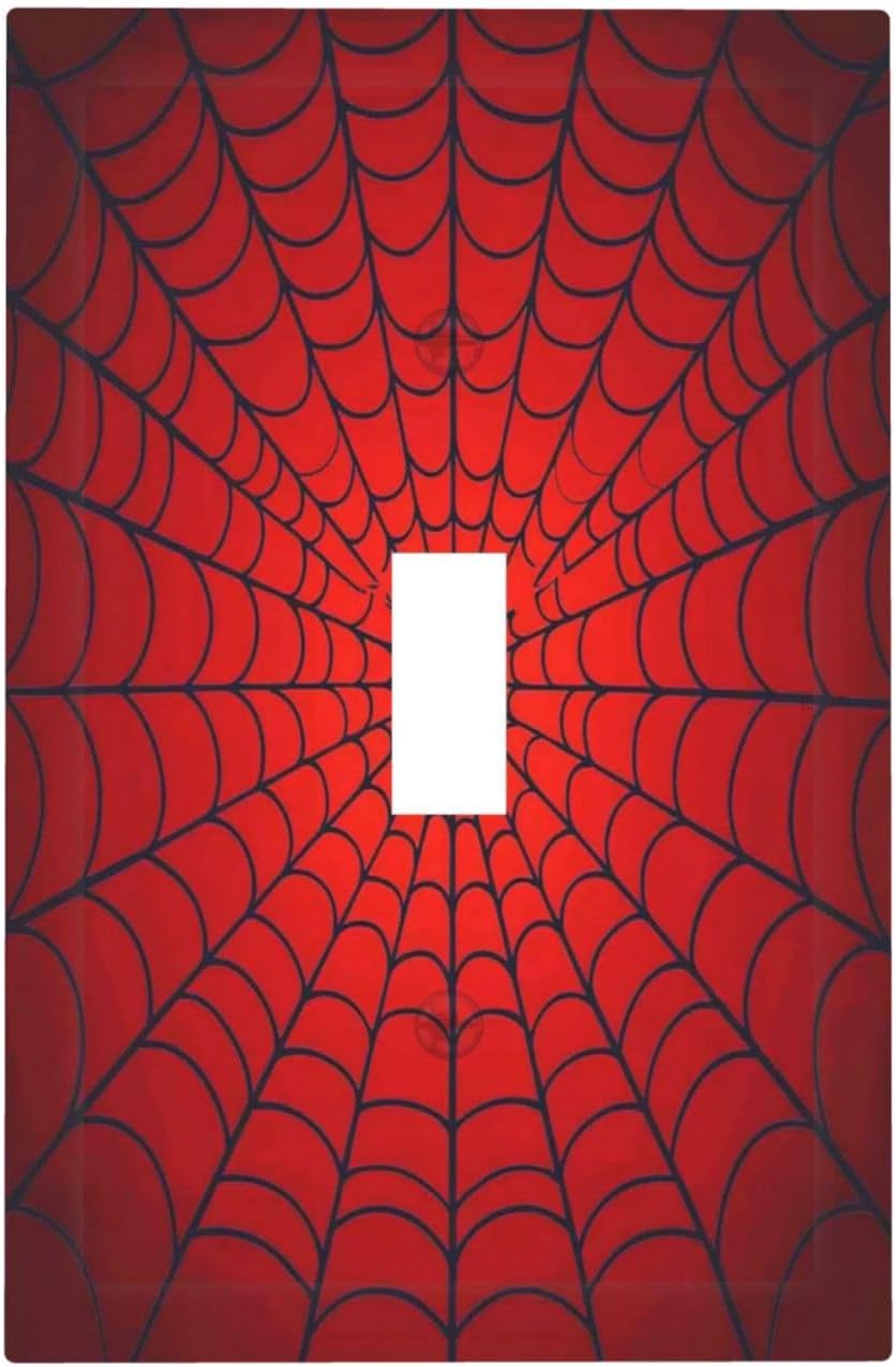 Red Spider Web Black Line Simplicity Decorative Light Switch Cover 1 Gang Single Toggle Device Electrical Faceplate Switchplates Decorator Outlet Wall Plate For Kids Room Home Decor