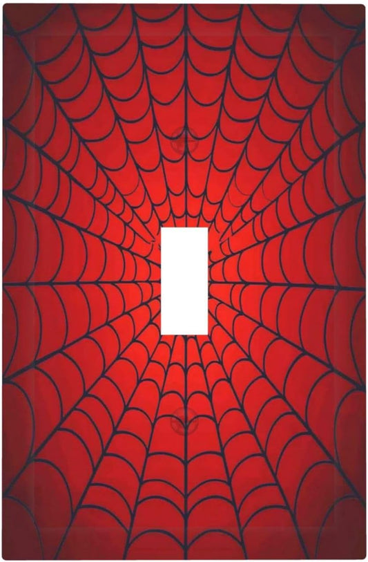 Red Spider Web Black Line Simplicity Decorative Light Switch Cover 1 Gang Single Toggle Device Electrical Faceplate Switchplates Decorator Outlet Wall Plate For Kids Room Home Decor