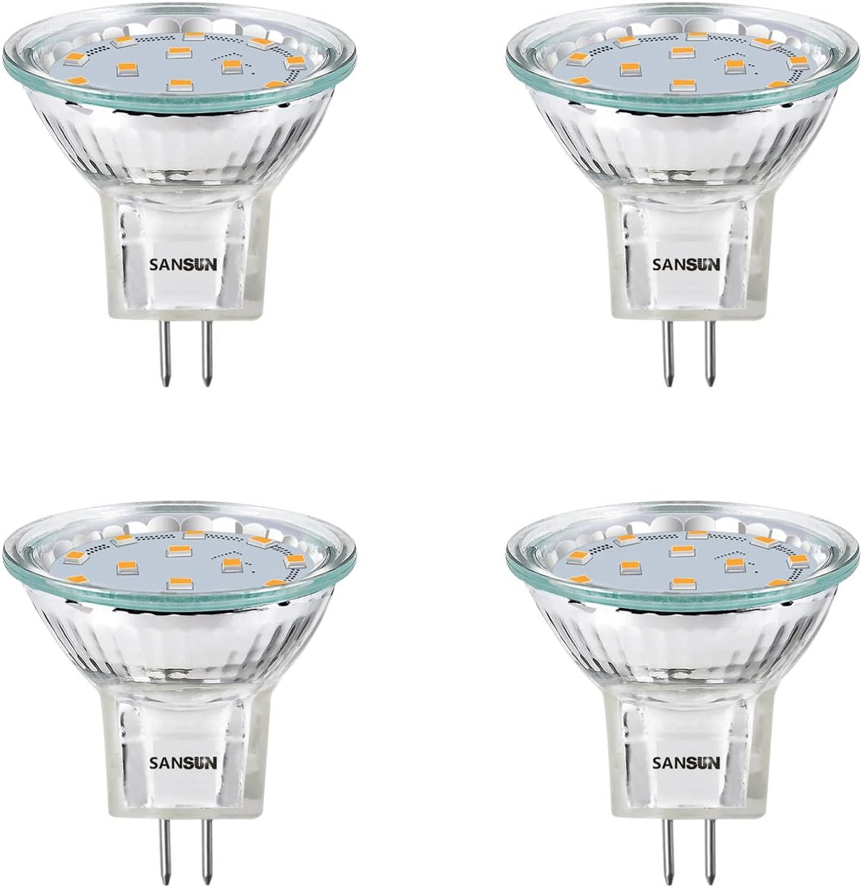 3W MR11 LED Landscape Light Bulbs, Low Voltage 12V 20W Halogen Replacement for Outdoor Landscape Spotlight and Indoor Track Light, GU4 Bi-Pin Base, Soft White 3000K, Non-Dimmable, (Pack of 4)