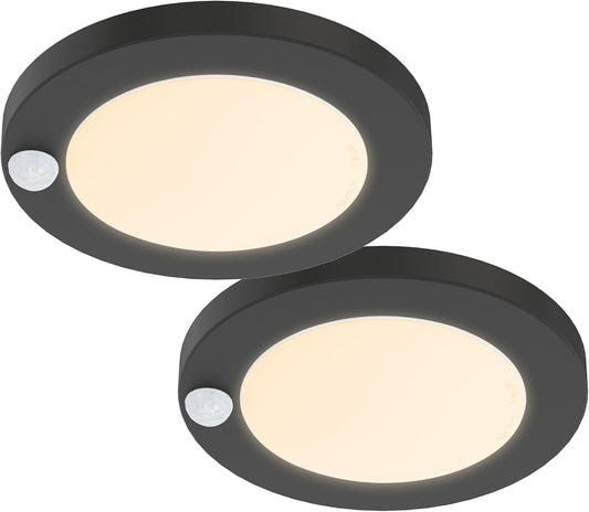 ZAGO LED 6" 120 Volts Closet Light Wired, PIR Motion Sensor Ceiling Disc Light for Closet, Laundry, Garage, Pantry, Wet Location, ETL, Black