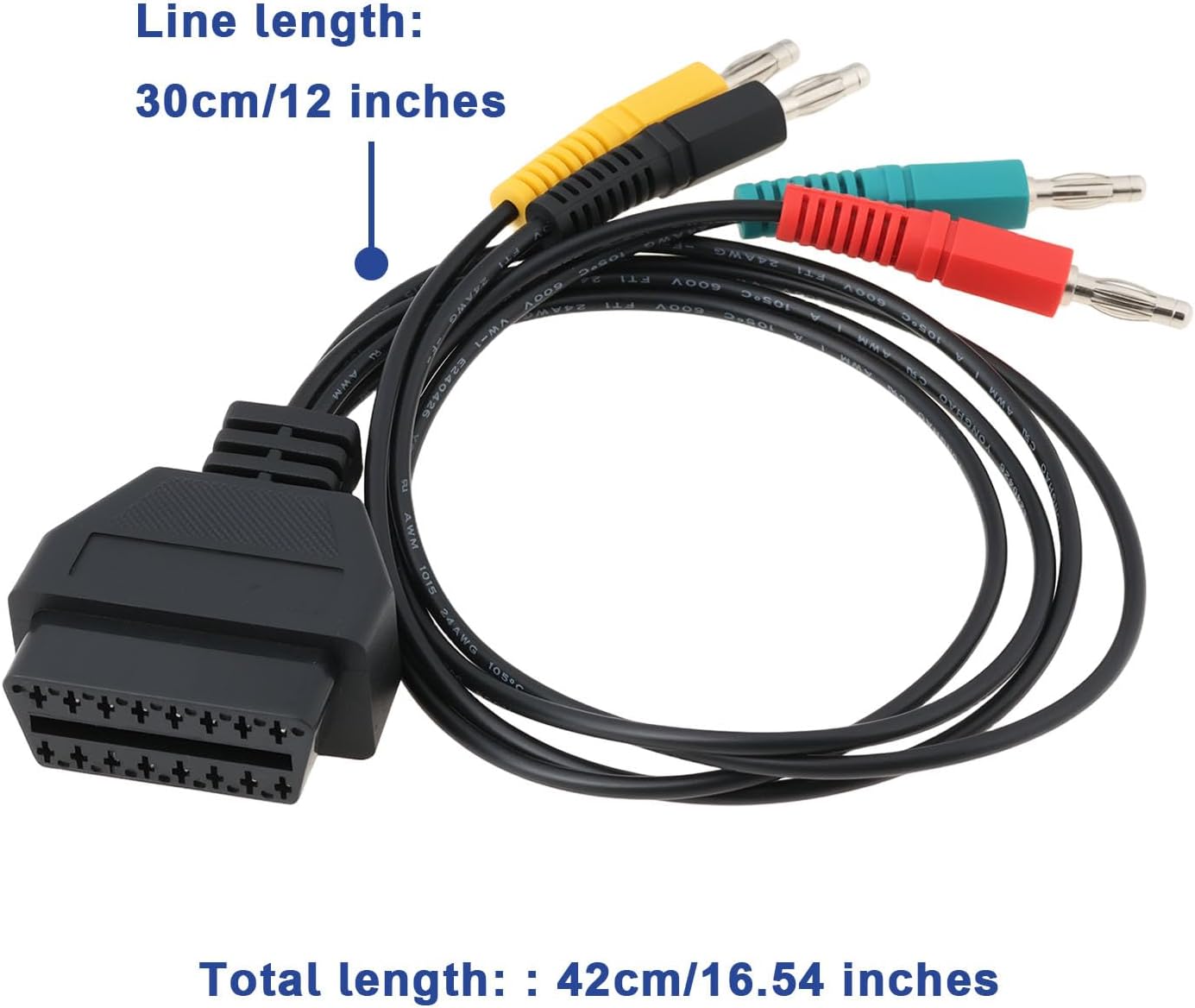 ECSiNG Car 16 Pin OBD2 Female to 4mm Banana Plug Adapter Cable 30cm for KTS Professional Systems and Pre-OBD Multiplexer System