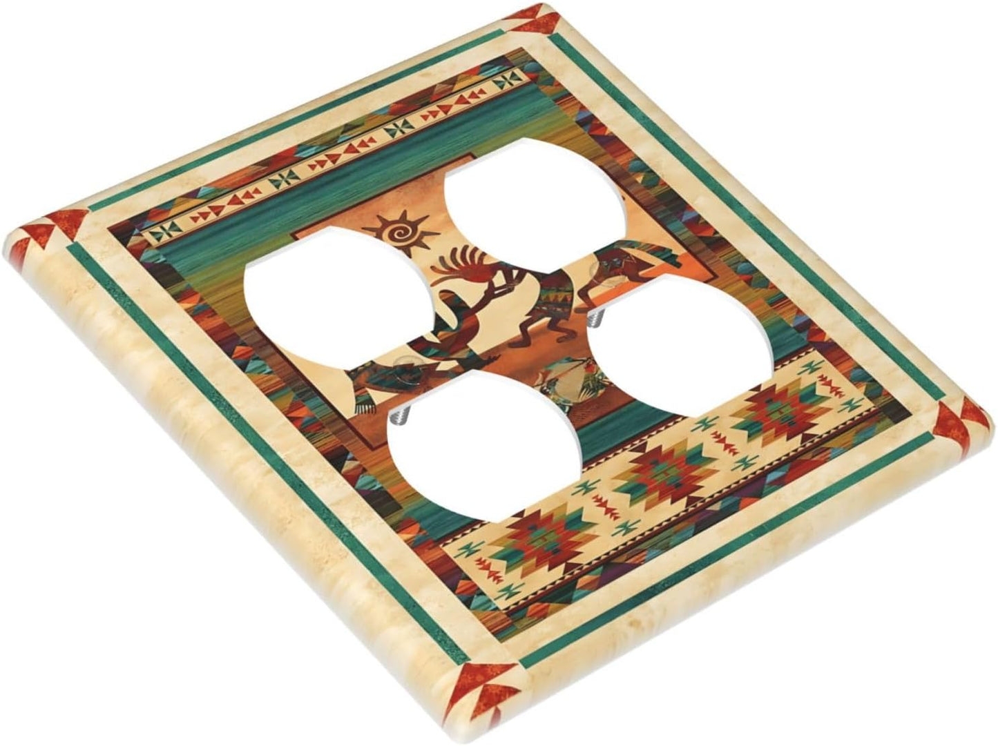 Decorative Outlet Covers Native American African Afro 2 Gang Wall Plate Double Duplex Light Switch Cover Switch Plate Covers Faceplate for Home Bedroom Decor