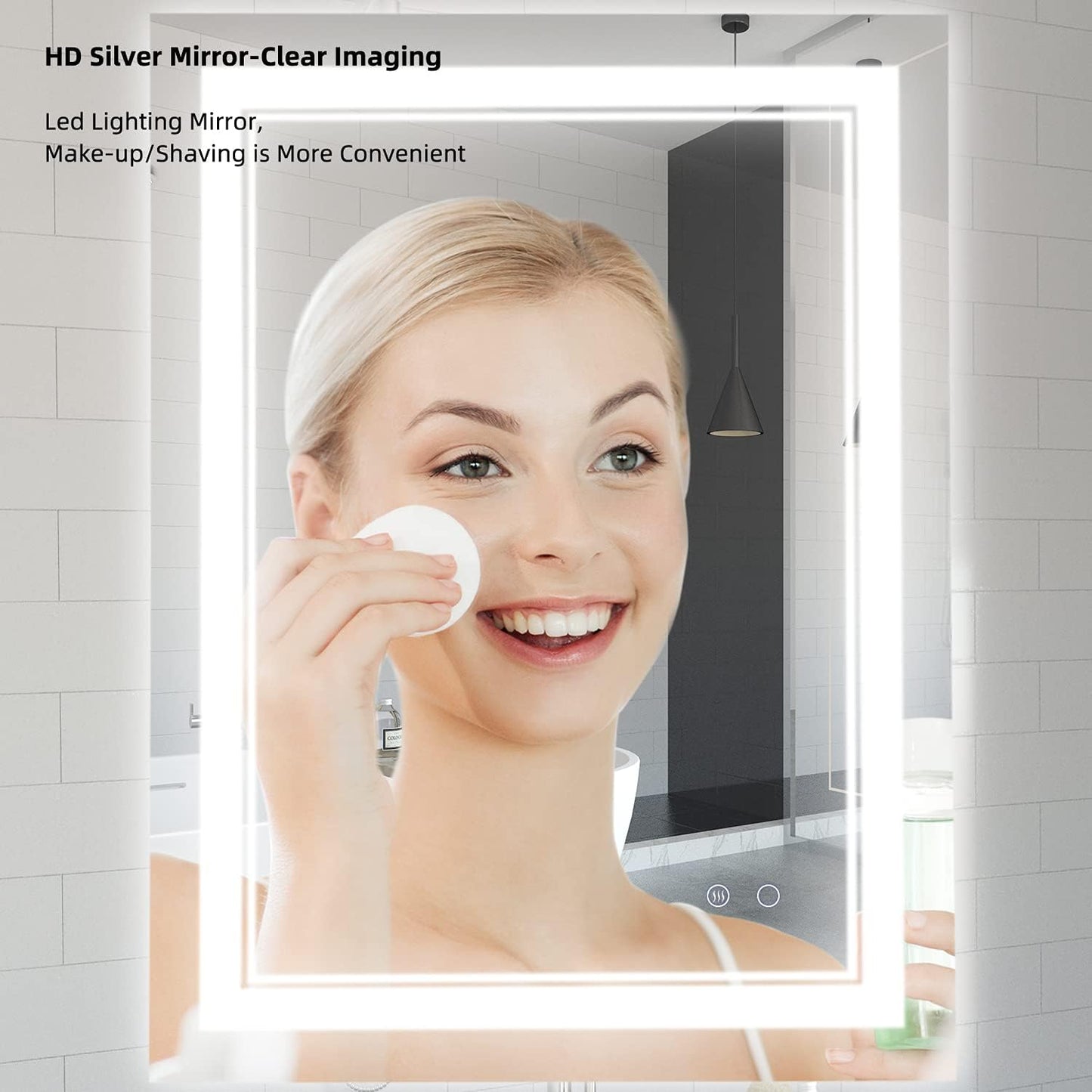 LED Bathroom Mirror Wall-Mounted Vanity Mirror with Anti Fog,Dimmable Waterproof Smart Touch Button Makeup Mirror with Lights Vertical & Horizontal (36x24 Inch)