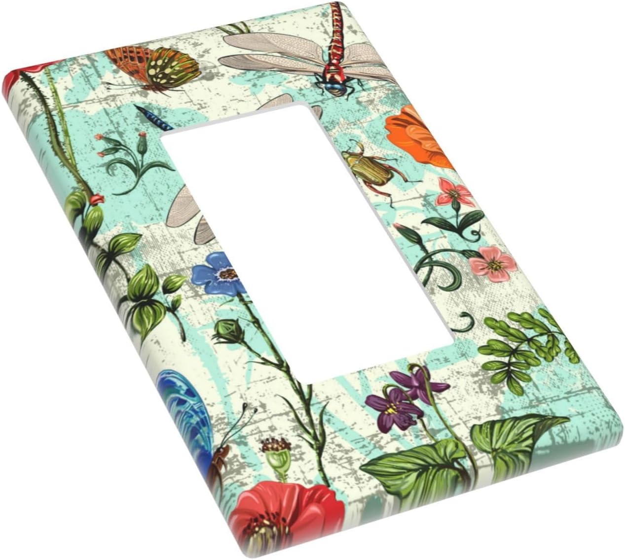 Dragonflies Flowers Butterfly 1 Gang Single Rocker Outlet Light Switch Cover Decorative Single Rocker Wall Plate Cover For Home Living Bedroom Kitchen Decorative