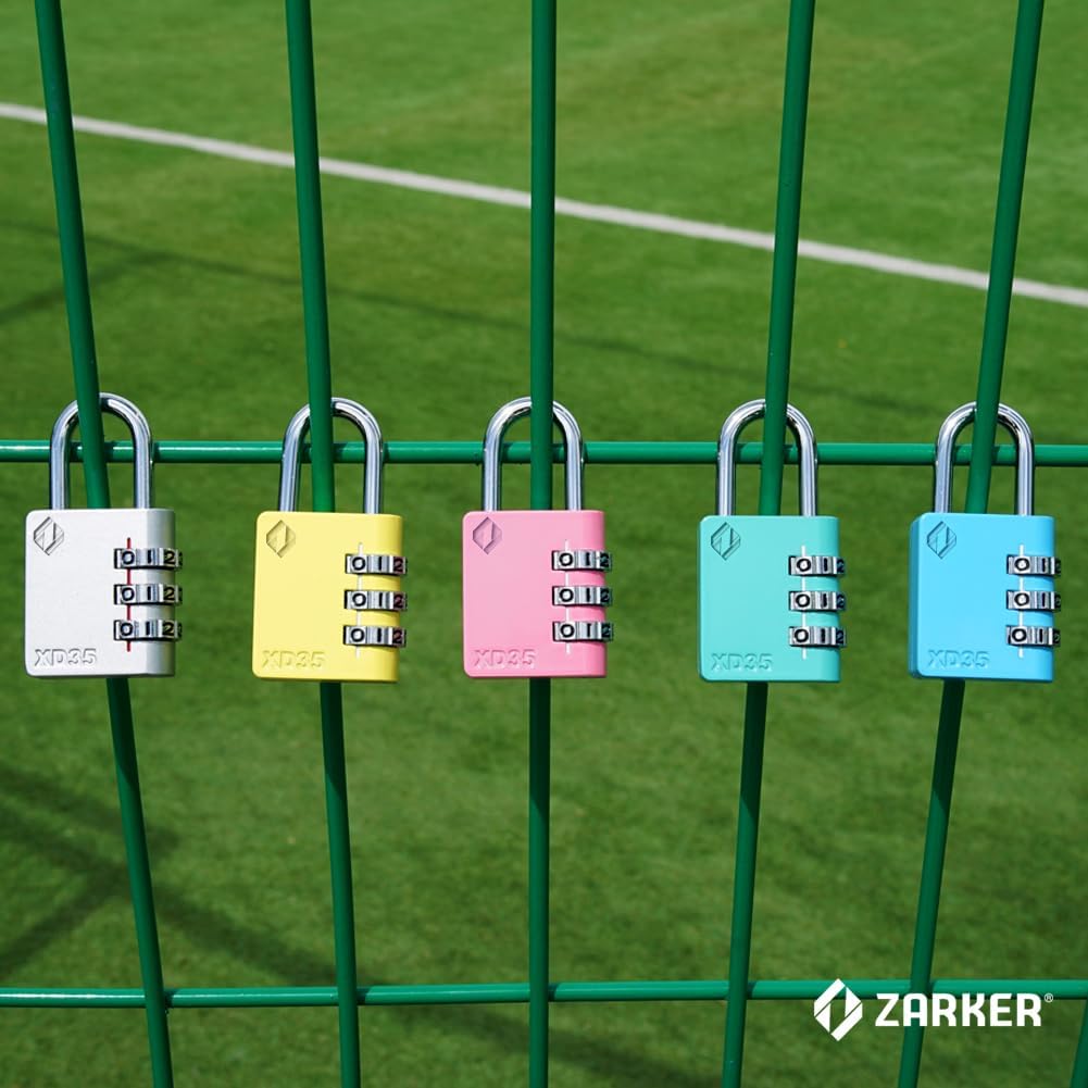 XD35 Combination Lock, 3-Digit Padlock for School, Gym, Sports Locker Lock, Fence, Toolbox, Case, Outdoor, Hasp Storage (1-Pack, Blue)