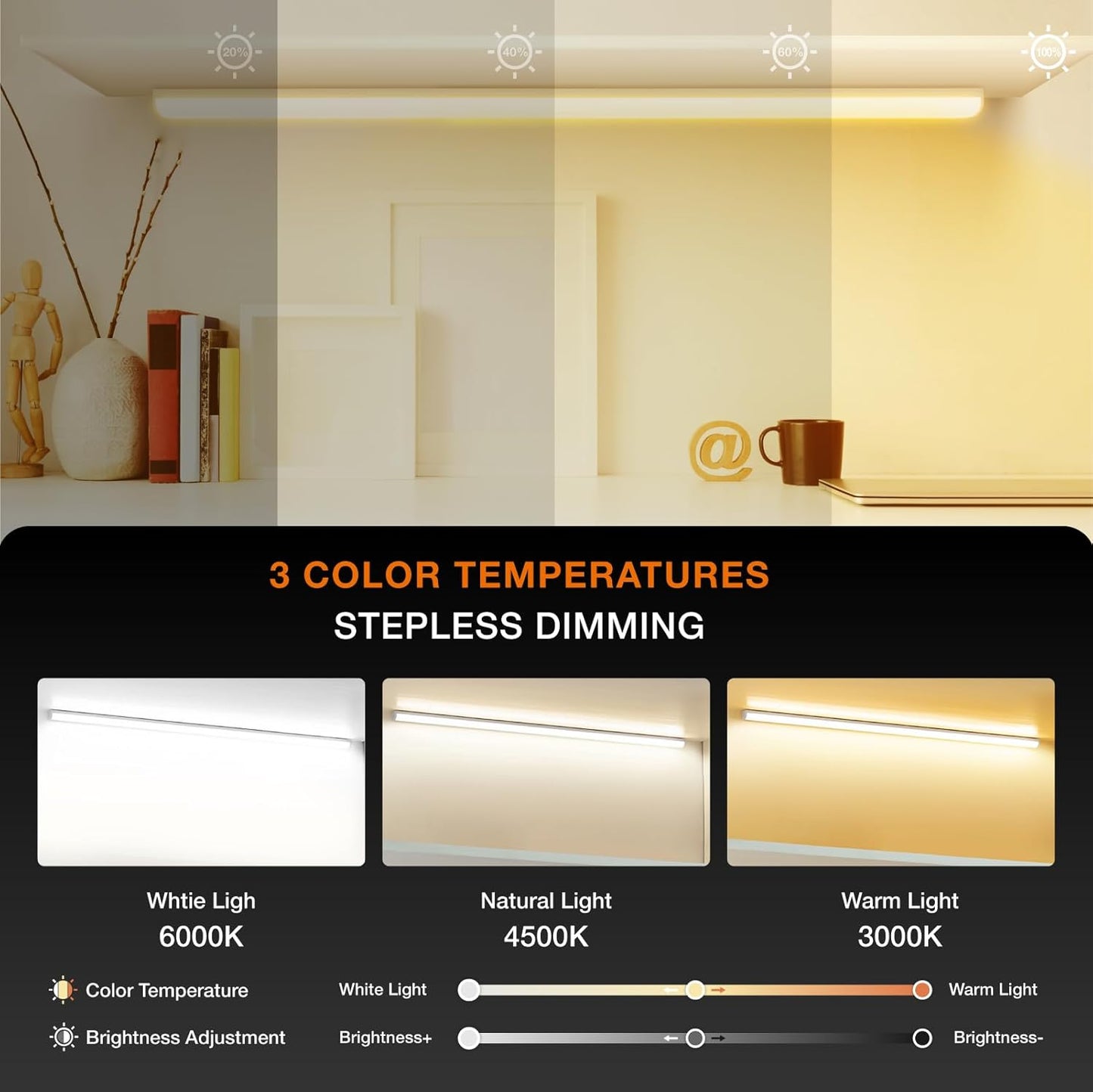 Under Cabinet Lights Remote Control,2 Pack Magnetic Dimmable Closet Lights,USB Rechargeable Wireless LED Shop Light,Ceiling Under Counter Lights for Kitchen, White, 60CM