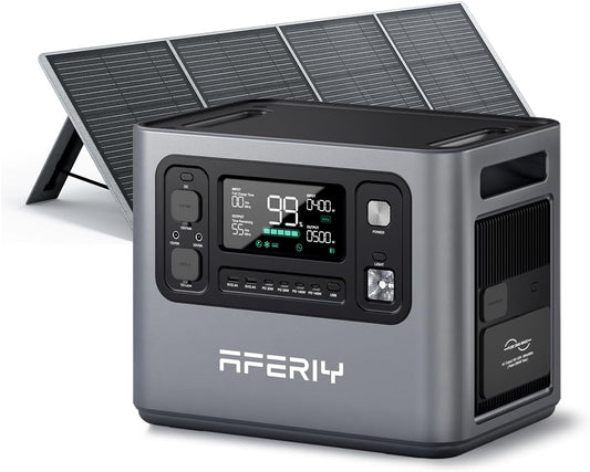 AFERIY P280 2800W Portable Power Station with 200W Solar Panel, UPS 2048Wh LiFePO4 Battery,Expandable to 10kWh,1800W AC Charging Less 38 mins,Solar Generator for Home Use,Power Outages,Camping,and RVs