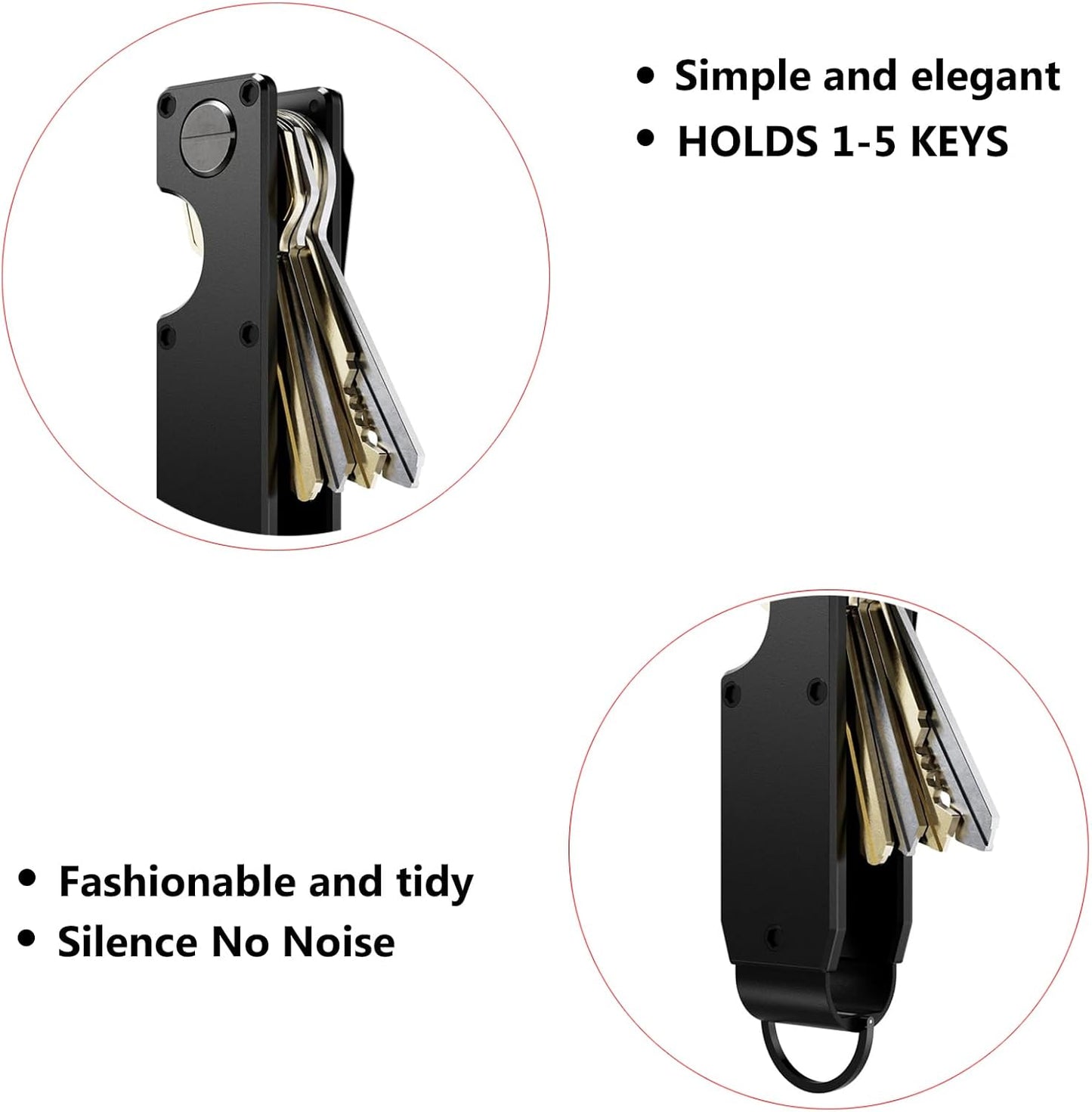 Key Organizer Compact Key Holder Metal Key Chain Minimalist key case key holder for keychain Secures 1-5 Keys