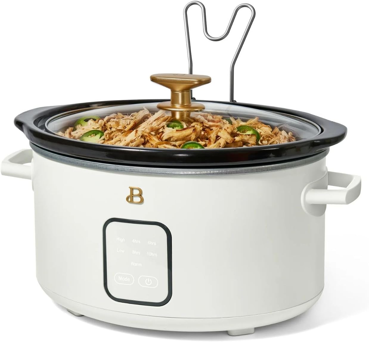 Beautiful 4-Qt Digital Slow Cooker with Smart Touch Screen, Removable Pot, Timer Presets, Ideal for Small Families