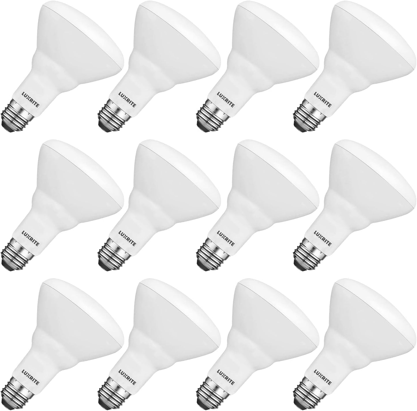 LUXRITE 12-Pack BR30 LED Bulb, 65W Equivalent, 3000K Soft White, Dimmable, 650 Lumens, LED Flood Light Bulbs, 8.5W, Energy Star, E26 Medium Base, Damp Rated, Indoor/Outdoor - Living Room and Kitchen