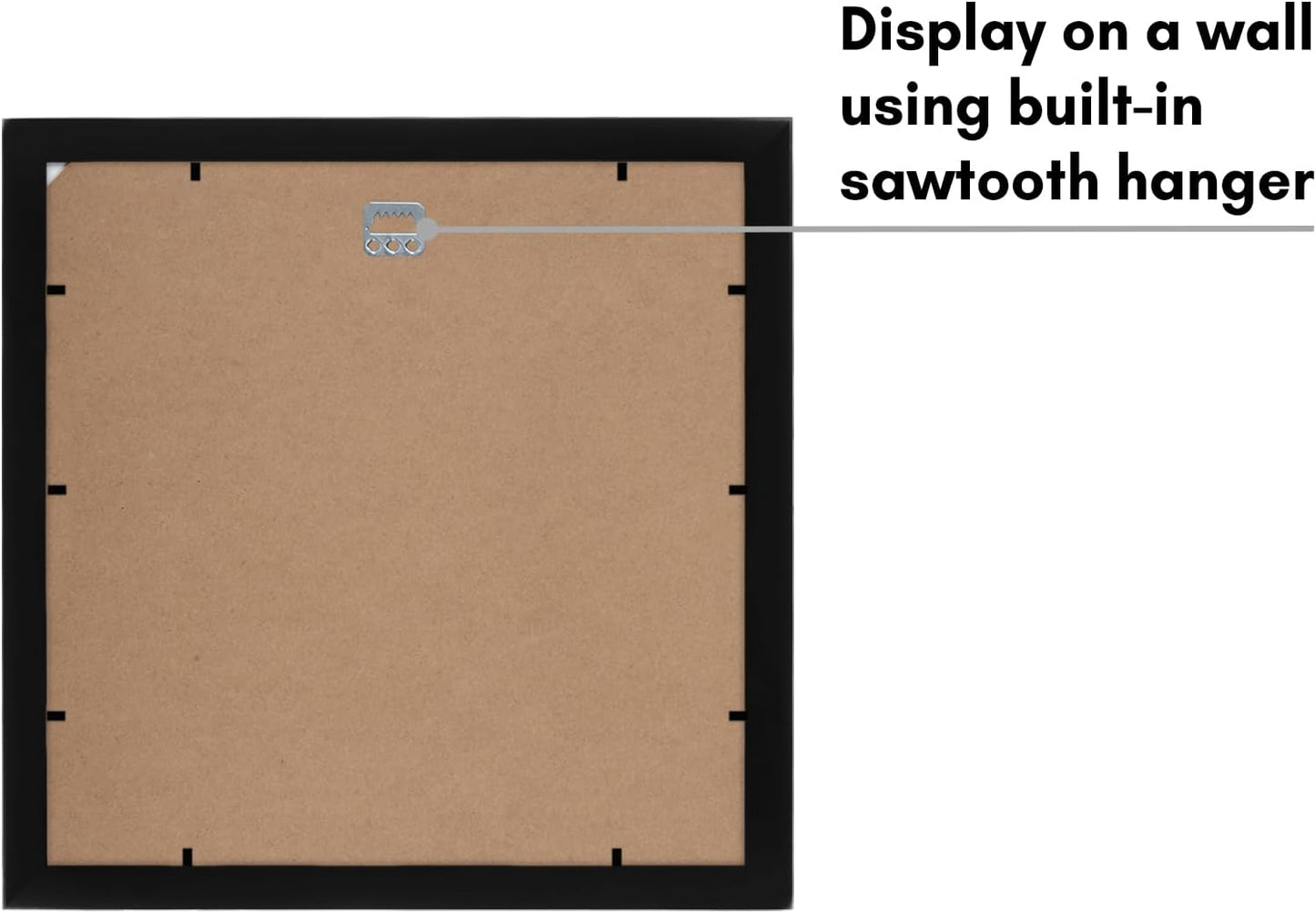 Americanflat 12x12 Picture Frame with Shatter-Resistant Glass - Signature Collection - Gallery Style Frames Made of Engineered Wood - Square Frame for Wall Display - Black