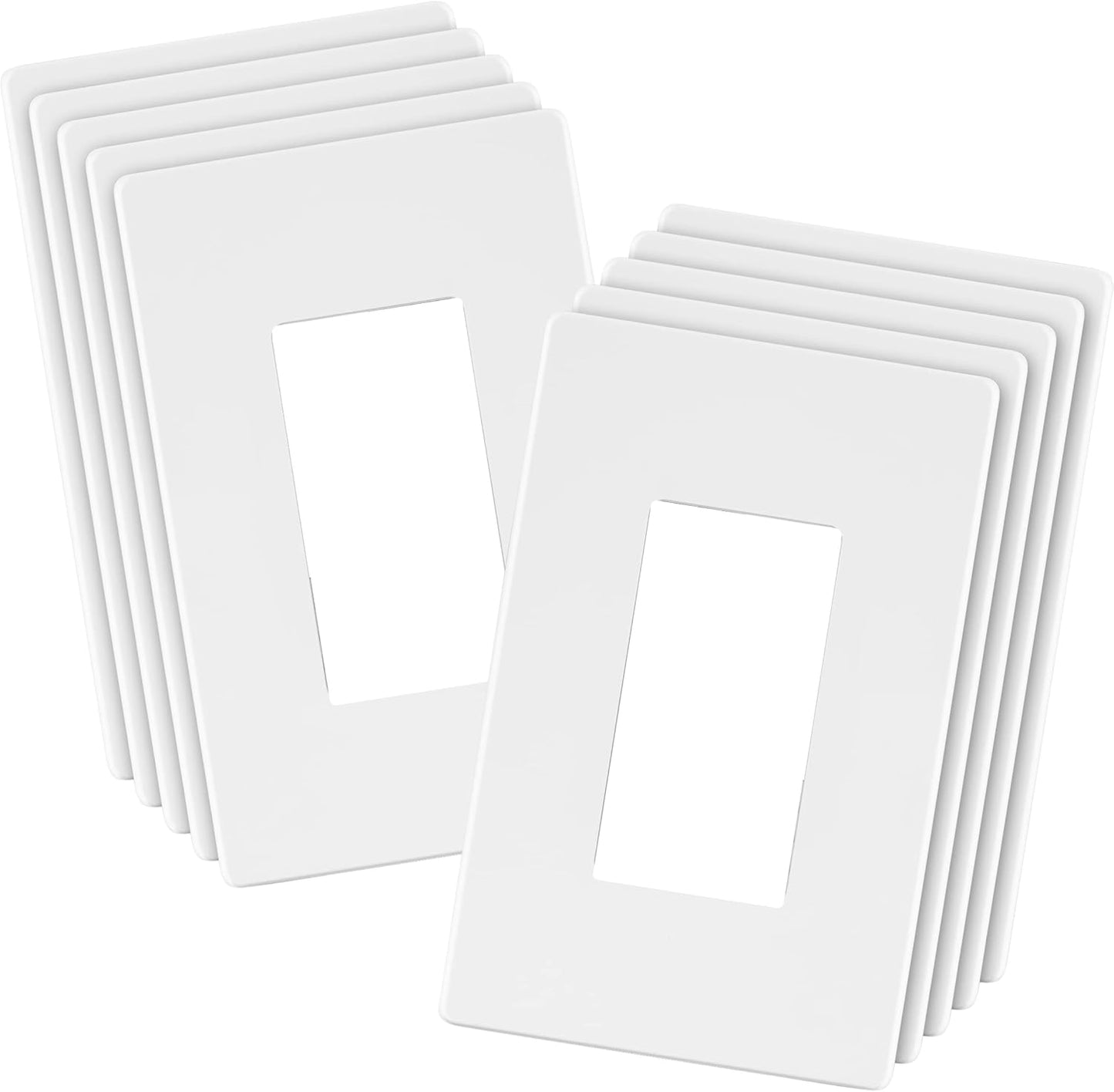 LIDER Matte Finish Decorator Switch Cover, Screwless Wall Plate, Mid-Size 1-Gang 4.88" x 3.11", Unbreakable Polycarbonate Thermoplastic, UL Listed, LSWP-31M-W10P, White, 10 pack