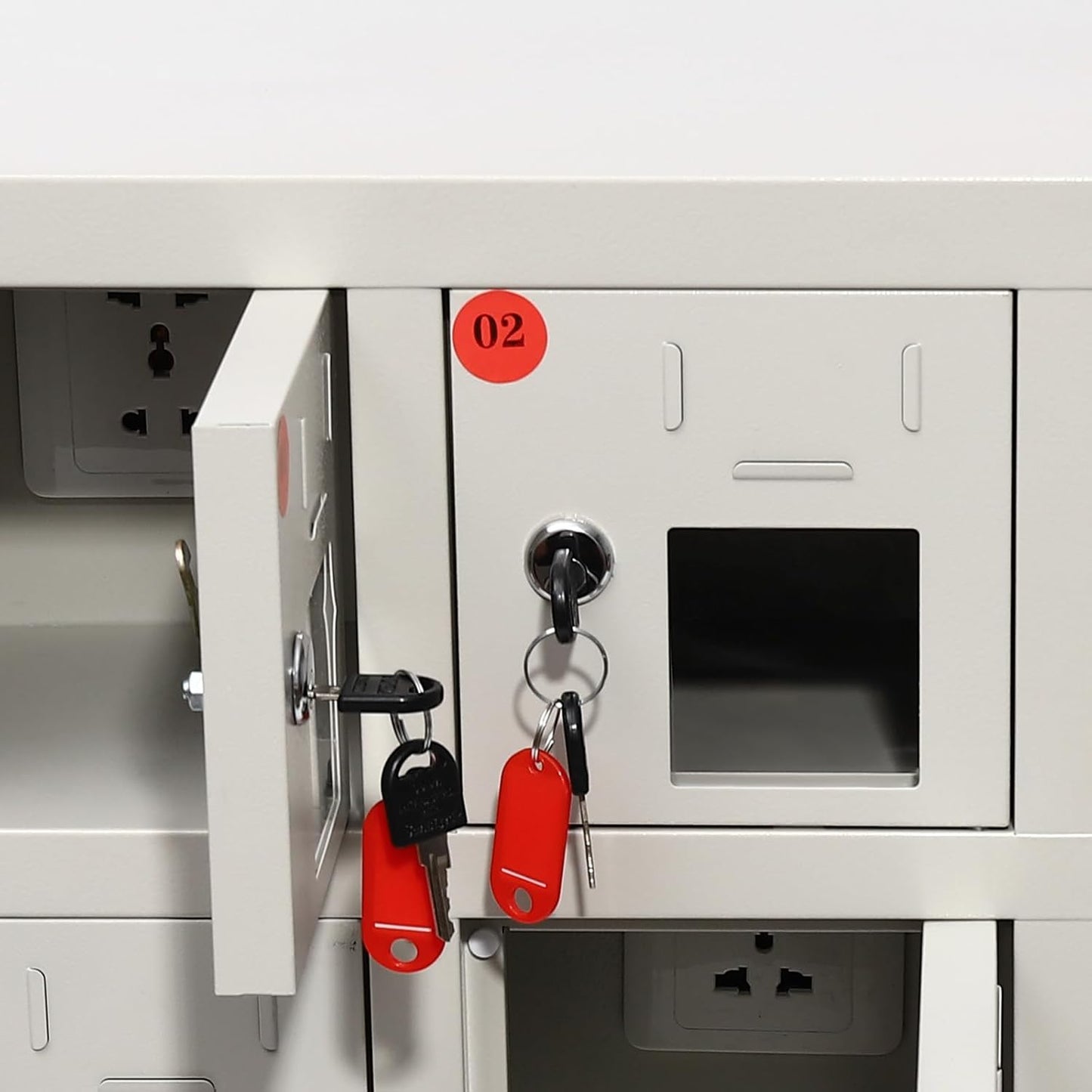 9 Door Cell Phone Locker with Charging Station, Rechargeable Mobile Device Phones Storage Cabinet with Anti-Interlocking Lock for Office Classroom Hotel (9 Slots)