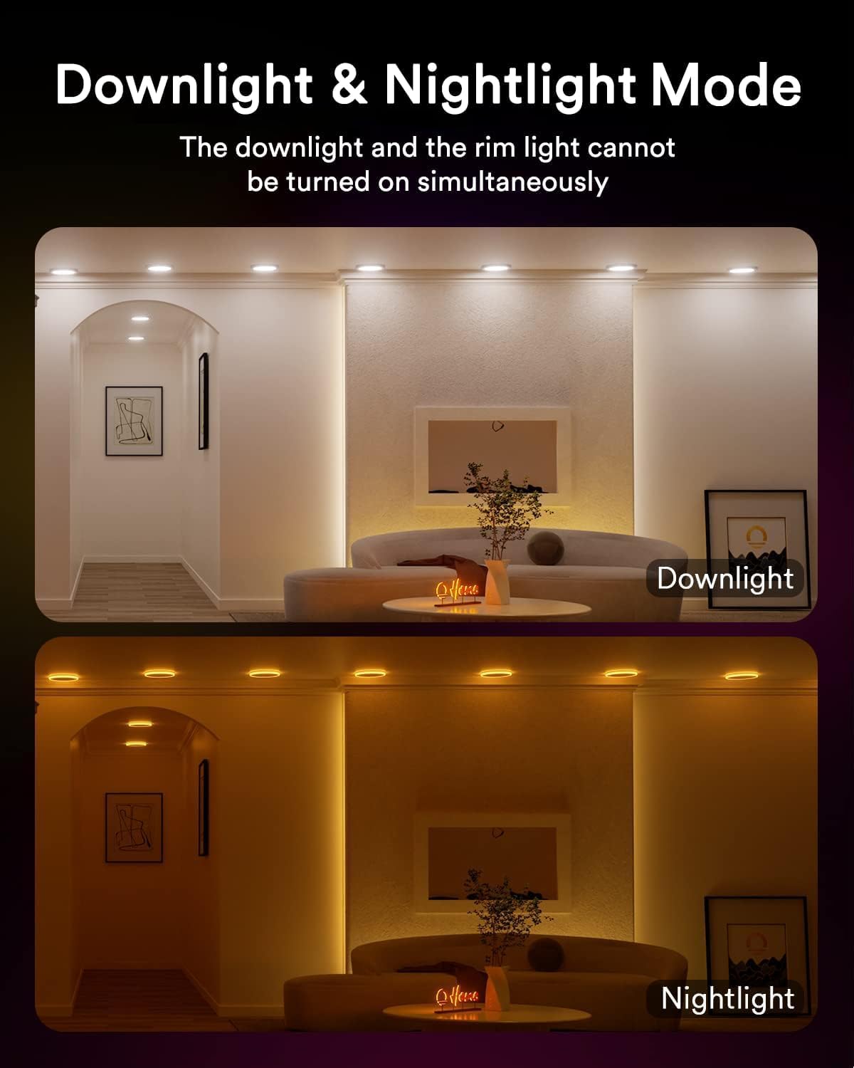 Lumary RGBAI Smart Recessed Lighting 8 Inch with Gradient Accent Light and Night Ring, 18W 1400LM Smart Can-Killer Downlight, Compatible with Alexa/Google Assistant/Siri, 4PCS
