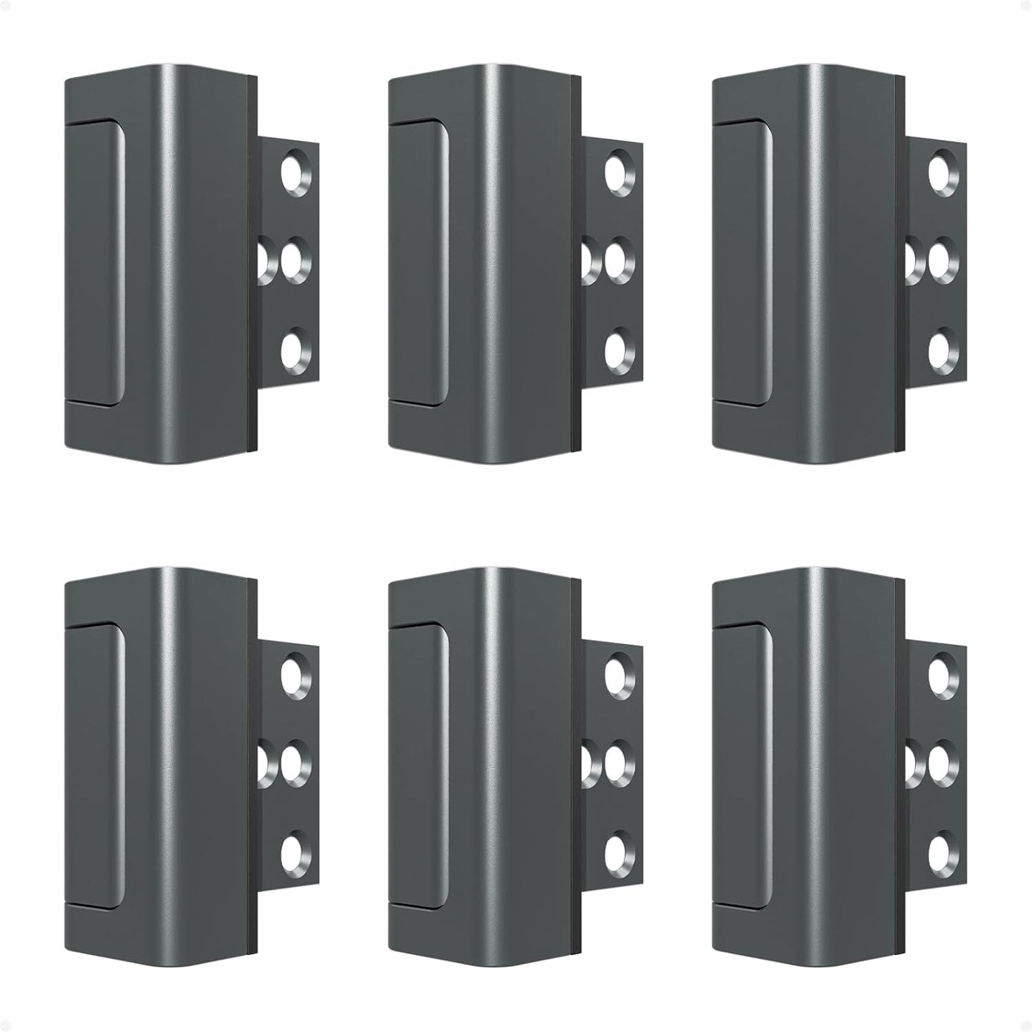 6 Pack Home Security Door Reinforcement Lock, Childproof Safety Door Lock Latch Stopper, Removable Screw-Mounted, Prevent Home Unauthorized Entry, Aluminum Construction, Withstands 800 lbs