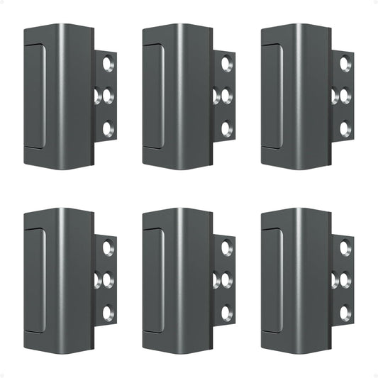 6 Pack Home Security Door Reinforcement Lock, Childproof Safety Door Lock Latch Stopper, Removable Screw-Mounted, Prevent Home Unauthorized Entry, Aluminum Construction, Withstands 800 lbs