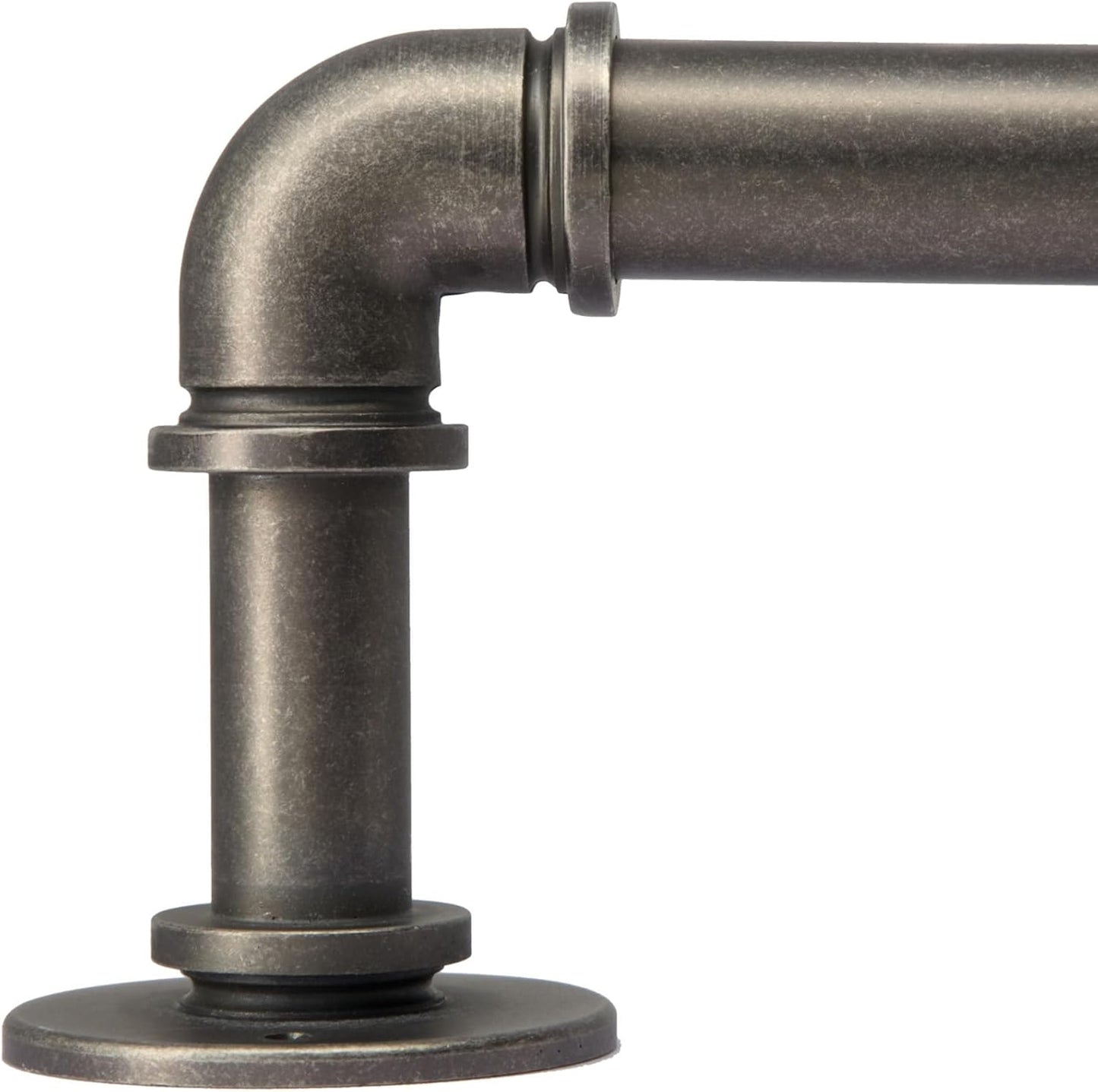 Industrial Curtain Rods 18 to 45 in,Blackout Curtain Rod,Adjustable Length,1 in Diameter Pipe,Wall or Ceiling Mounted,for Bedroom and Living Room (Antique Silver 18” to 45”)