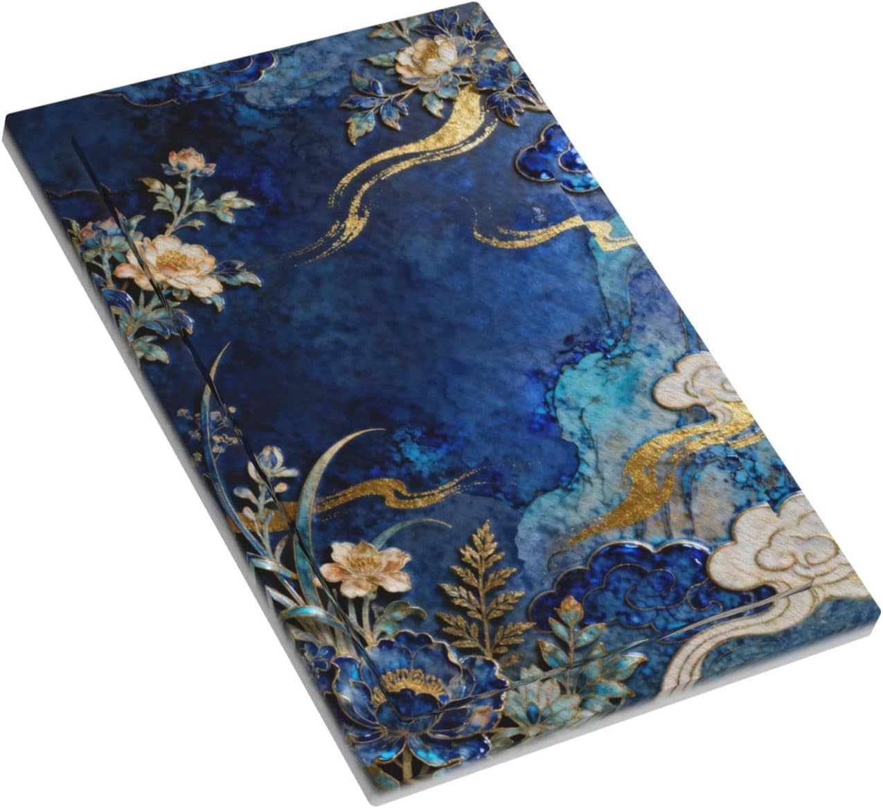 Decorative Light Switch Cover Plate Blue White Flower Gold Line Cloud 1 Gang No Device Single Blank Outlet Covers Wall Plates for Electrical Outlets Faceplate for Bedroom Home Decor
